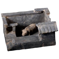 Han Dynasty Terracotta Model of Farm Stead with Pig, China '206BC - 220AD'