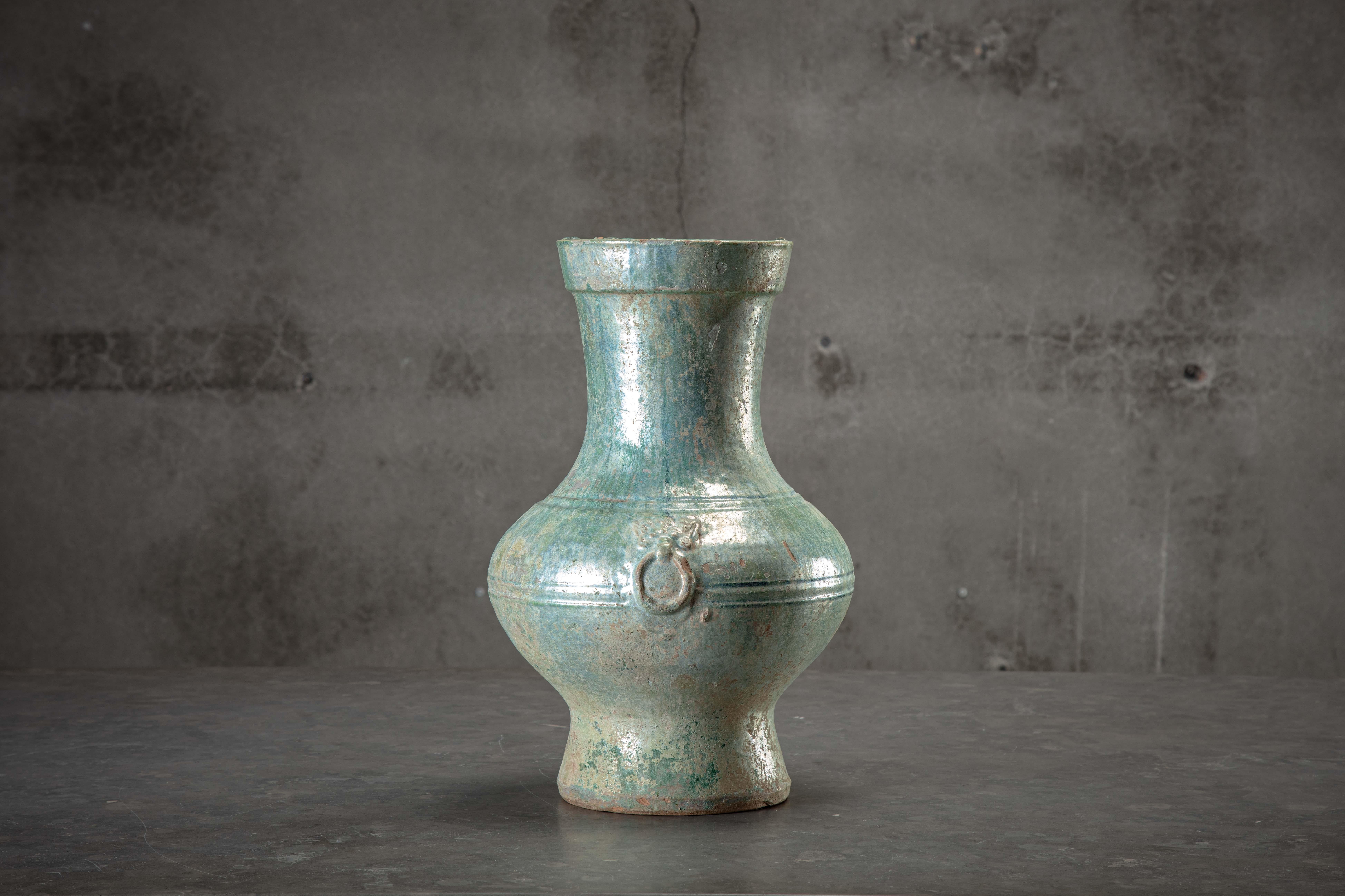 Chinese Han Dynasty green iridescent vase.