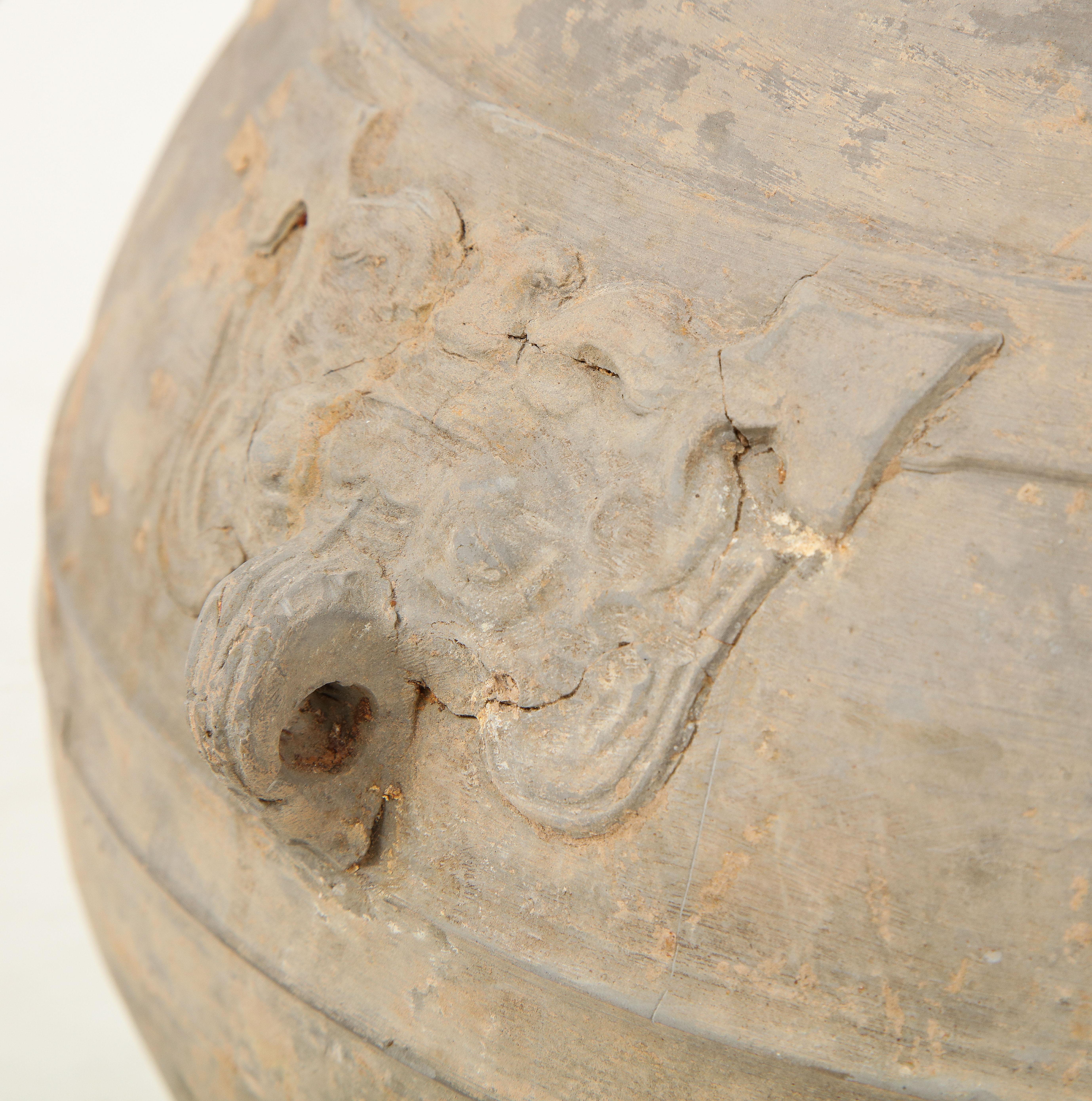 Large 'Han Dynasty’ Vessel Lamp, China with Belgian Linen Shade 2