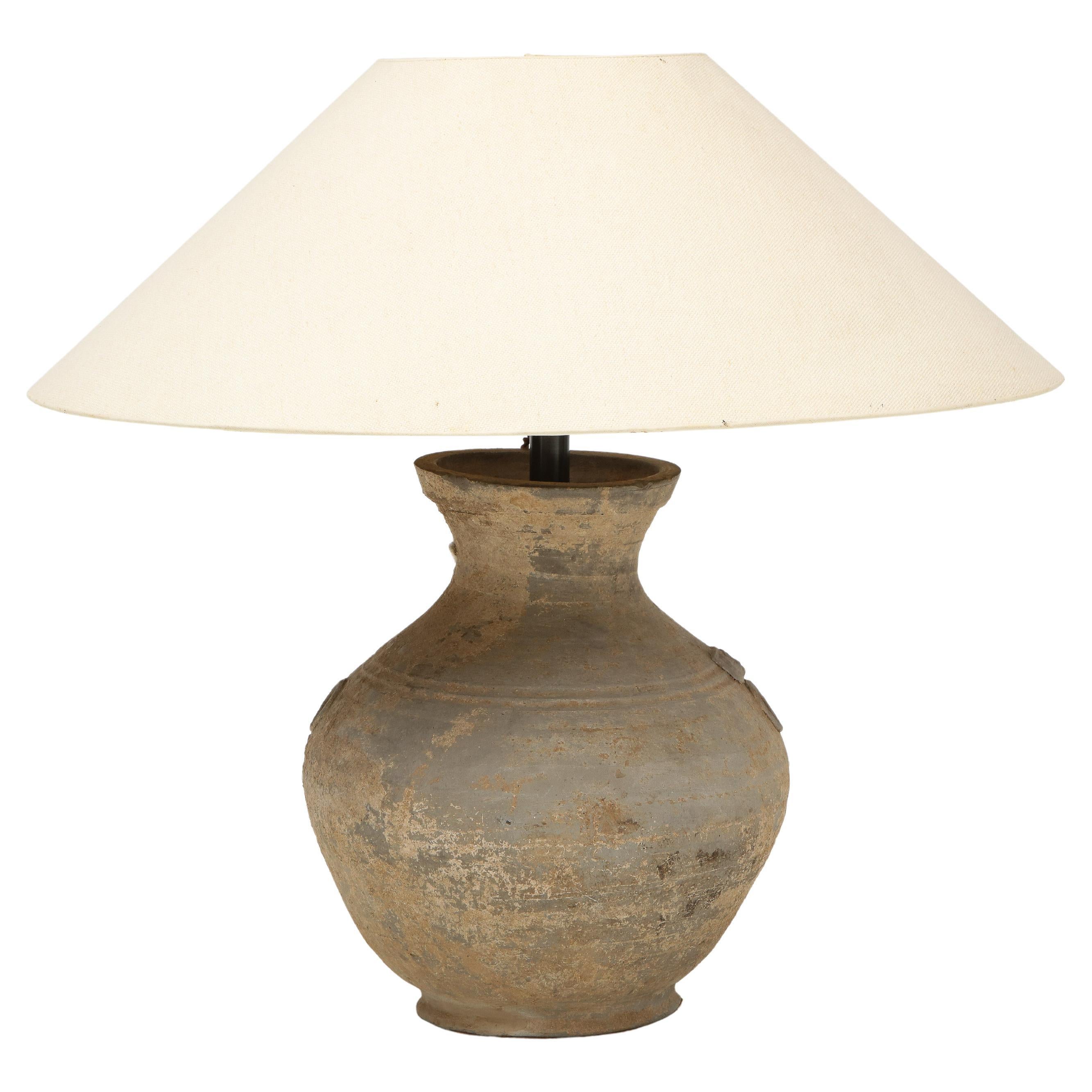 Large 'Han Dynasty’ Vessel Lamp, China with Belgian Linen Shade