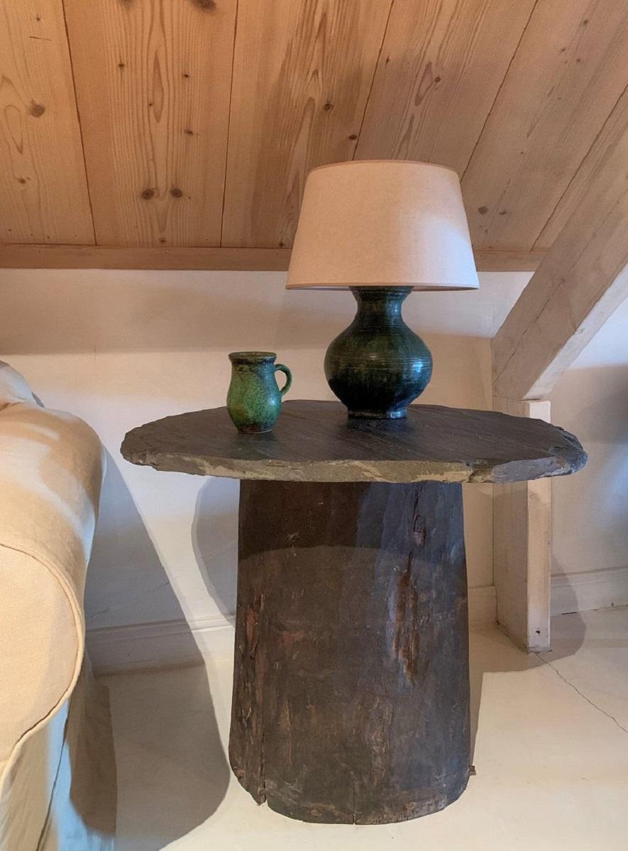 Chinese Han Style Green Glazed Tablelamp Vase 