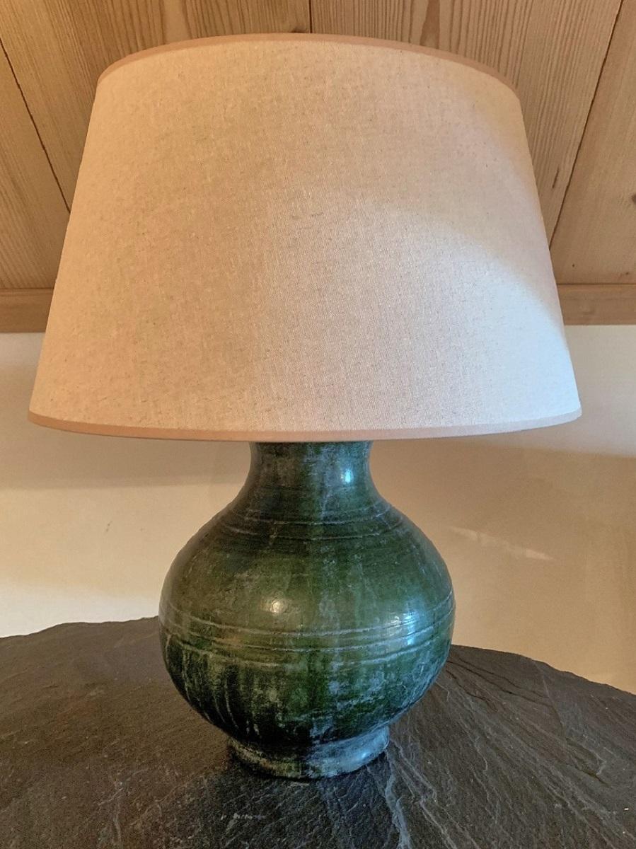 Han Style Green Glazed Tablelamp Vase  3