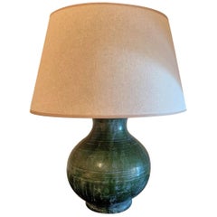 Han Style Green Glazed Tablelamp Vase