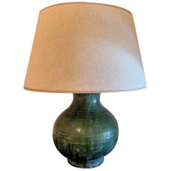 Han Style Green Glazed Tablelamp Vase 