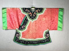 Han woman's ceremonial tunic in Orange Damask - Qing China late 19th century
