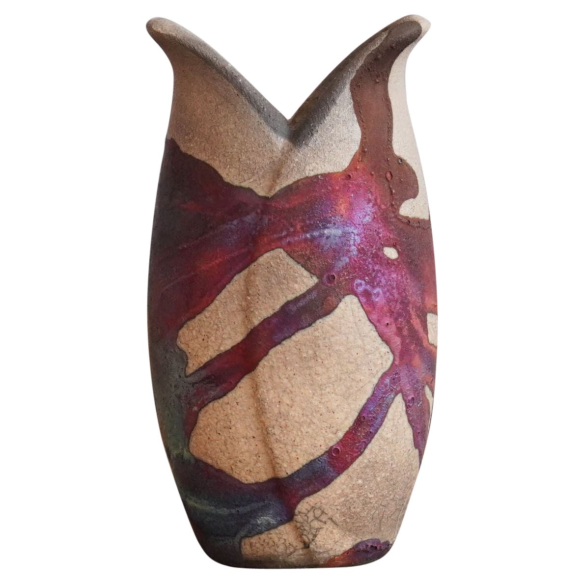 Hana F Mini-Vase Raku-Keramik – halber Kupfer, matt, handgefertigt, Dekorationsgeschenk im Angebot