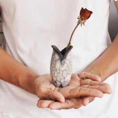 Hana F Mini Vase Raku Ceramic, Smoked Raku, Handmade Home Decor Gift