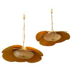 "Hana I" and " Hana II" Uchiwa Pendant Lights by Ingo Maurer for Design M, 1970s