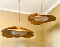 "Hana I" and " Hana II" Uchiwa Pendant Lights by Ingo Maurer for Design M, 1970s