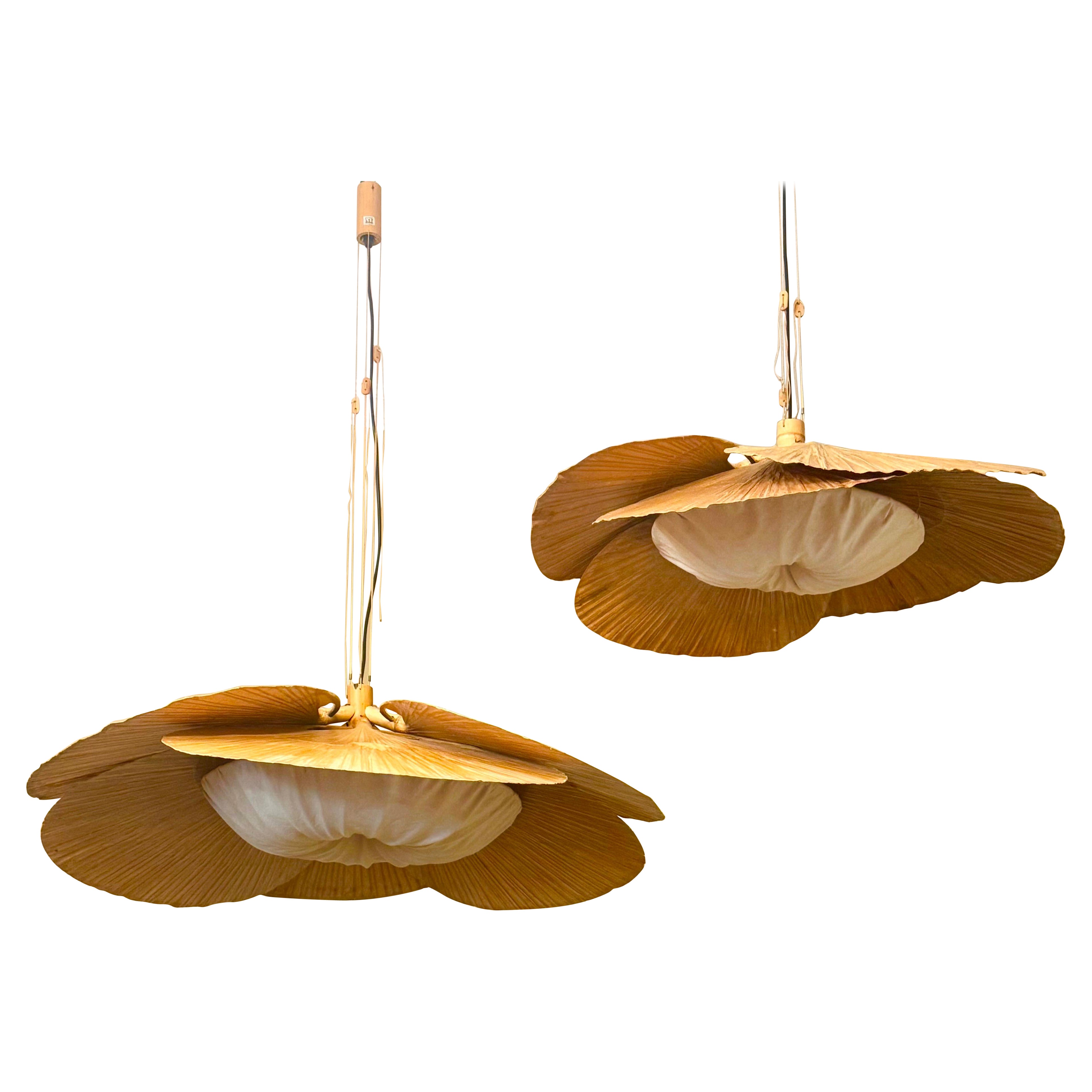"Hana I" und " Hana II" Uchiwa Pendelleuchten von Ingo Maurer für Design M, 1970er Jahre im Angebot