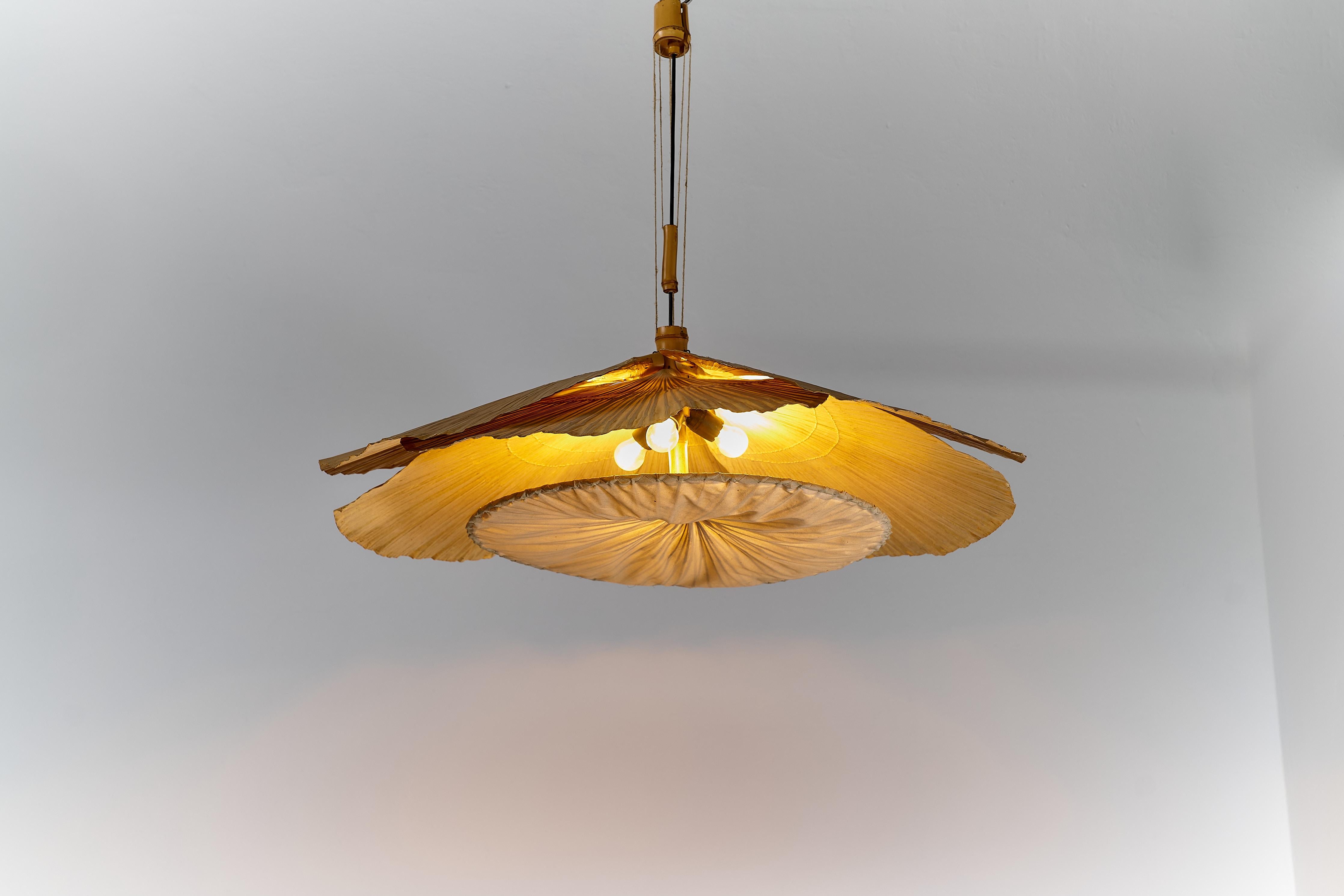 Hana I Chandelier, Uchiwa series by Ingo Maurer for Design M, Germany, 1970's In Good Condition For Sale In Melbourne, VIC