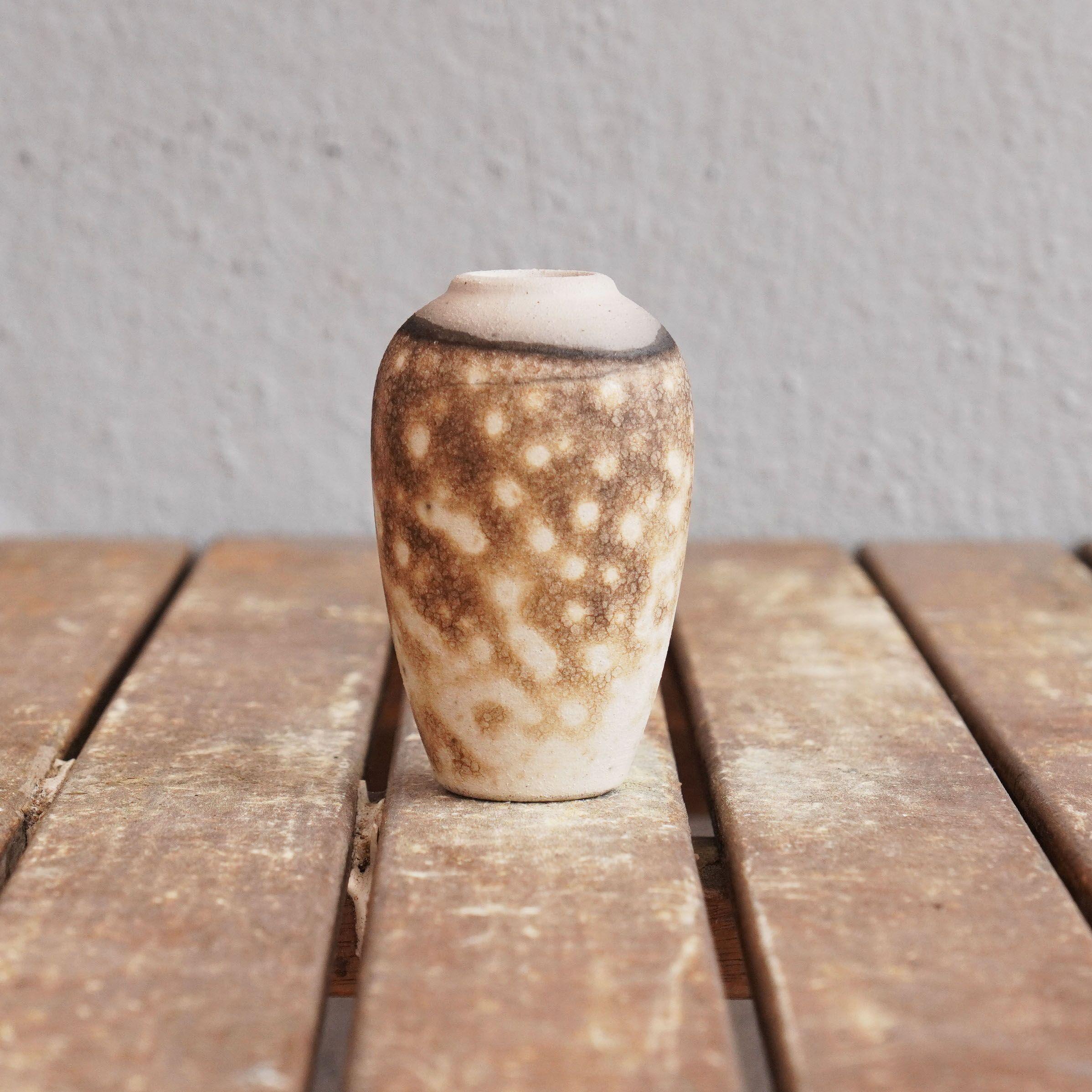 Malaysian Hana Mini Set Vase Raku Ceramic, Obvara, Handmade Home Decor Gift For Sale