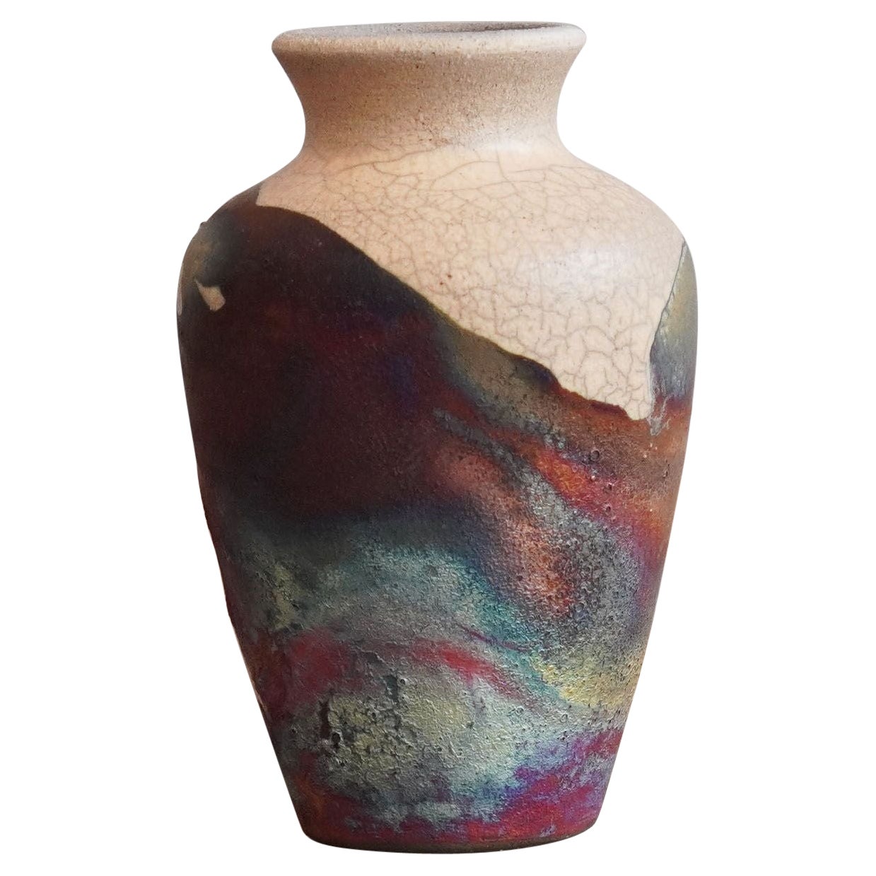 Hana O Mini-Vase Raku-Keramik – halber Kupfer, matt, handgefertigt, Dekorationsgeschenk