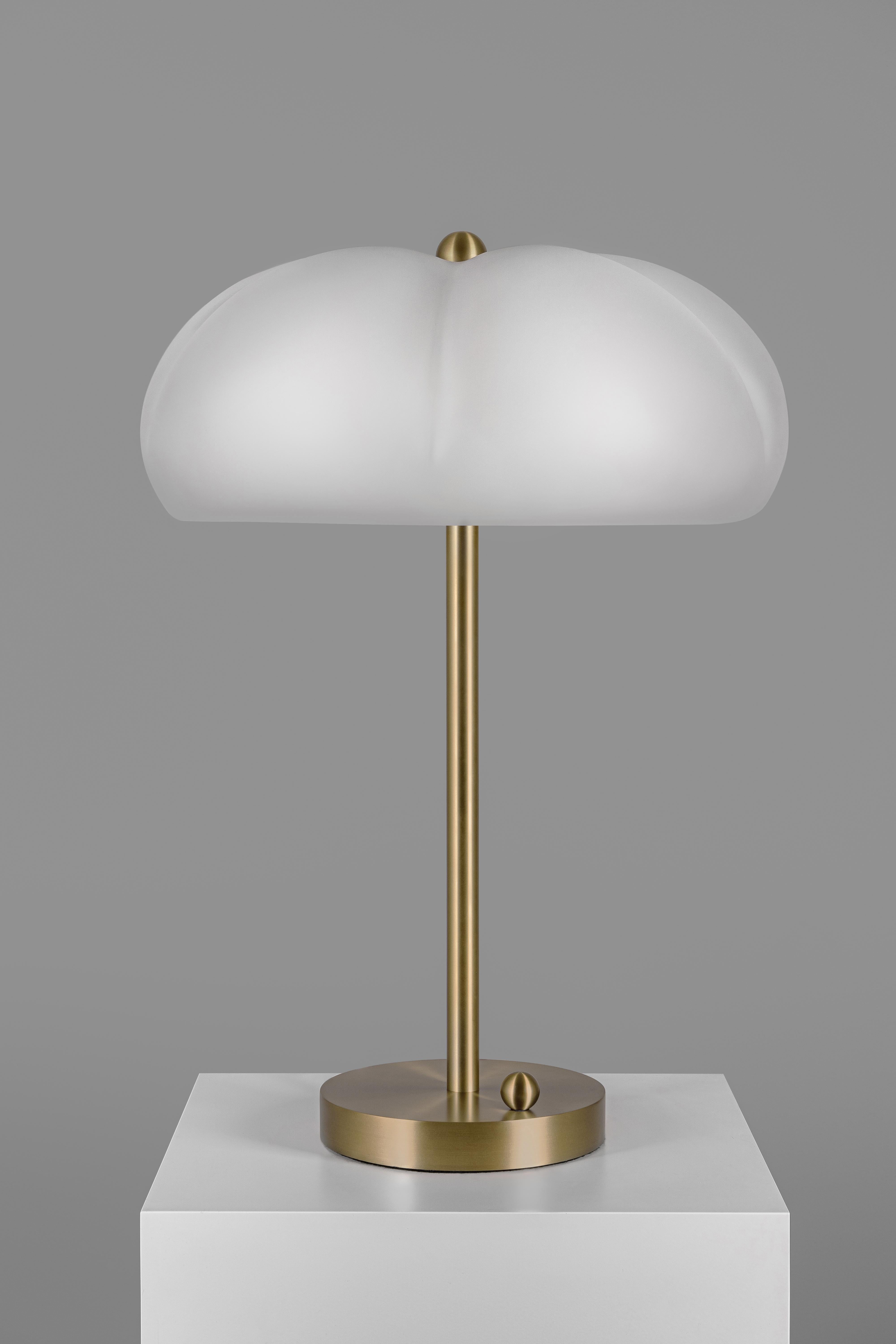 Hana Table Lamp by Schwung
Dimensions: Ø 49 x H 69.5 cm. 
Materials: Lacquered burnished brass and borosilicate sandblasted glass. 

All our lamps can be wired according to each country. If sold to the USA it will be wired for the USA for