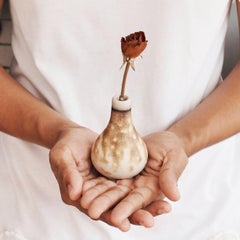 Mini vase en céramique Raku Hana W, Obvara, cadeau de décoration intérieure fait main