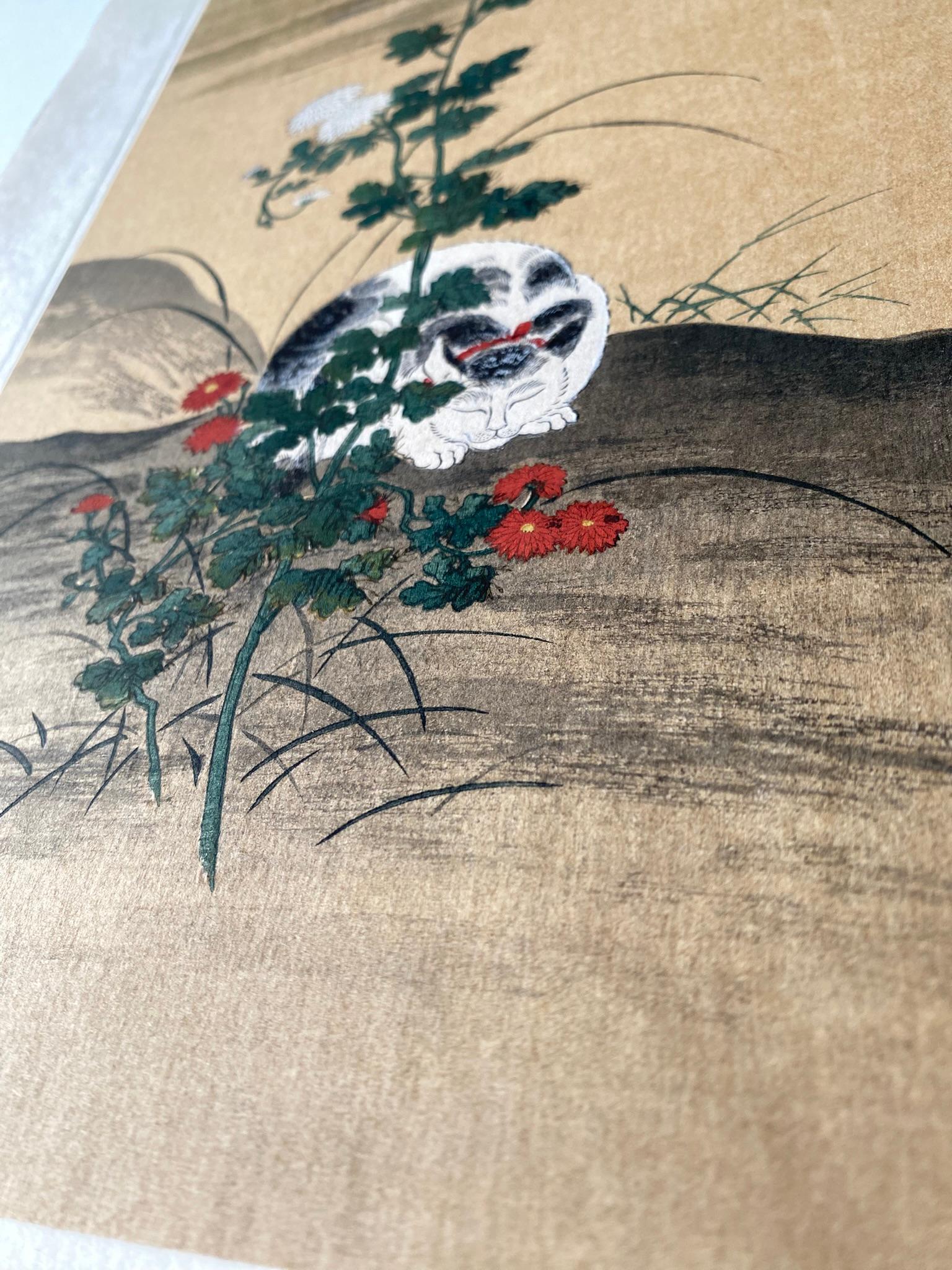 Authentic Japanese Woodblock Print-White Cat-Hanabusa Itchō-Edo-Re-carved 1920s For Sale 19