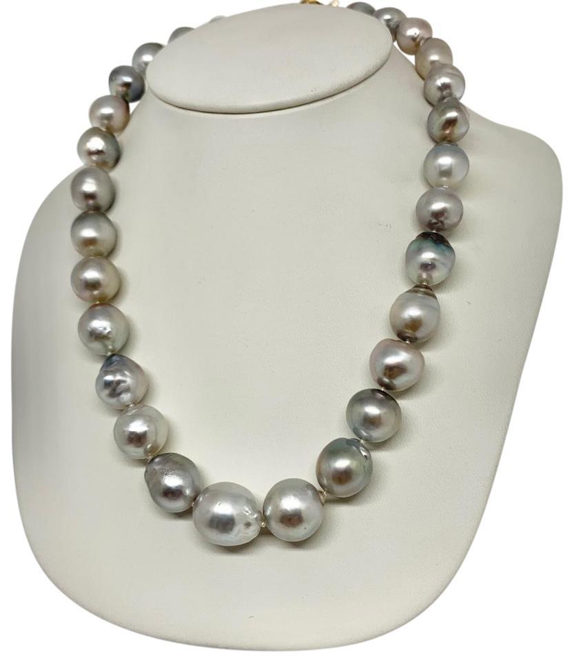 Hanadama Tahiti-Perlenkette 14k Gold 14 Karat zertifiziert 14 Karat (Rundschliff) im Angebot