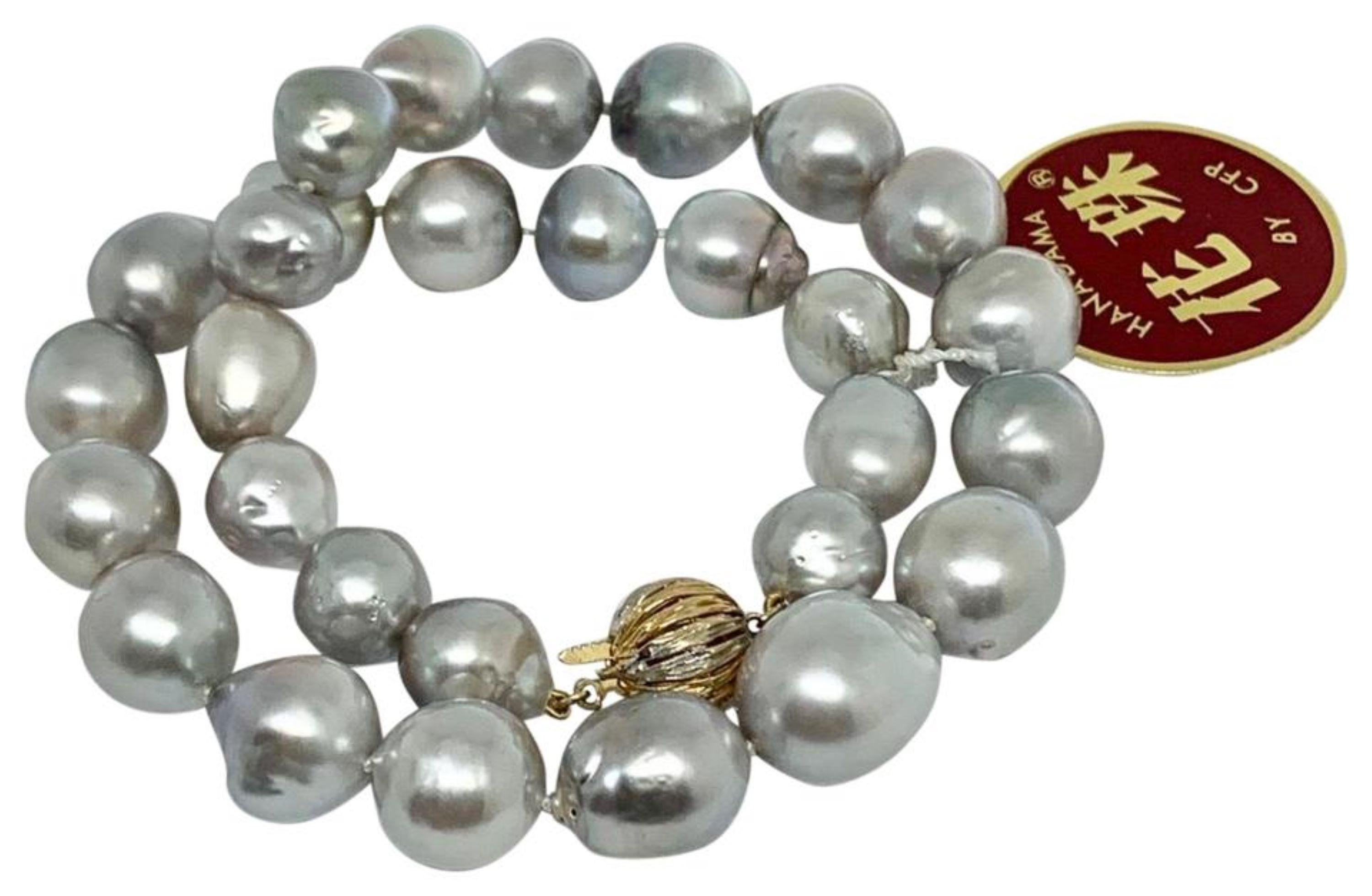 Hanadama Tahiti-Perlenkette 14k Gold 14 Karat zertifiziert 14 Karat im Angebot 2