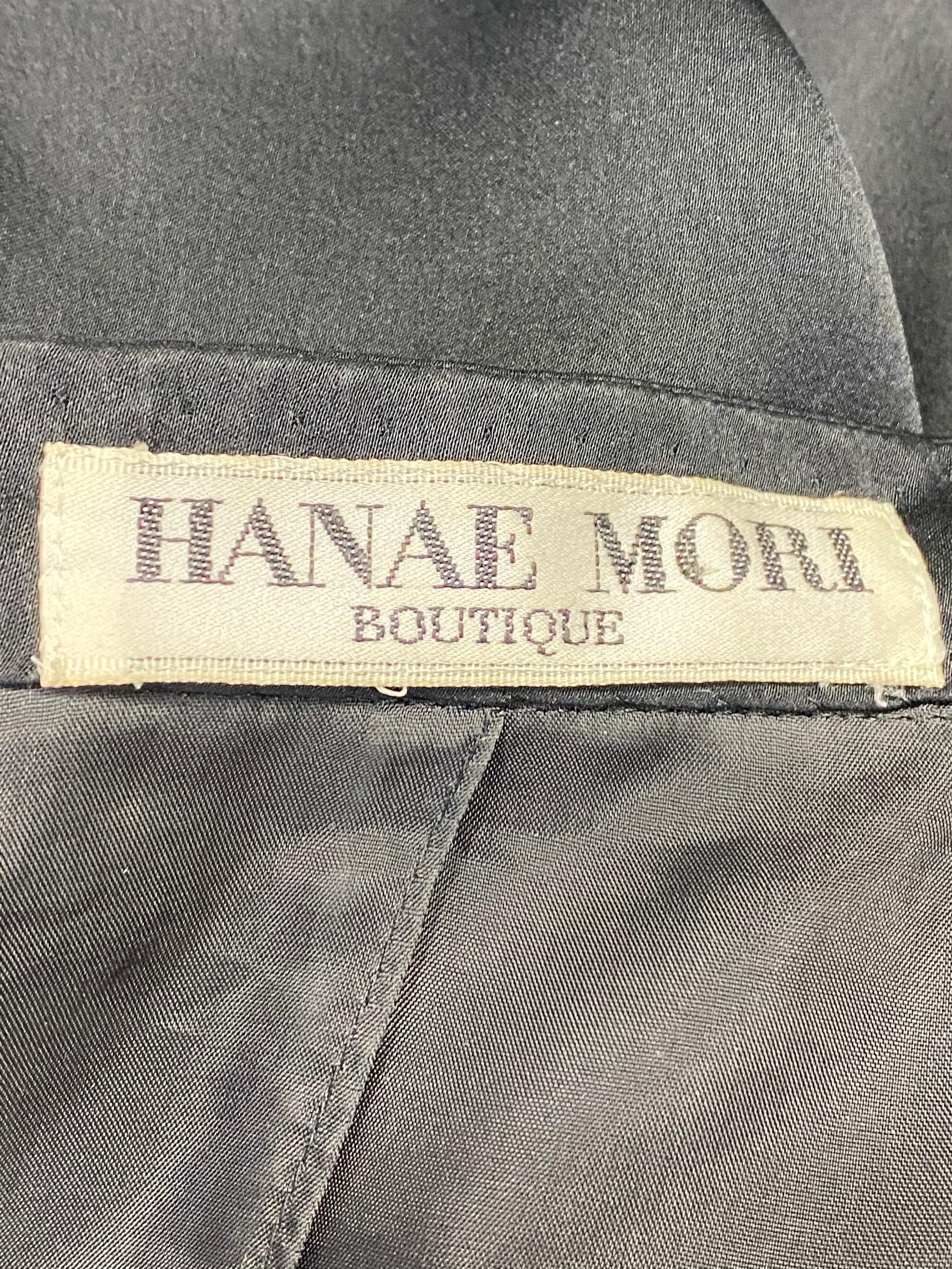 Hanae Mori Boutique Black Silk Blazer Jacket, Size Small For Sale 3