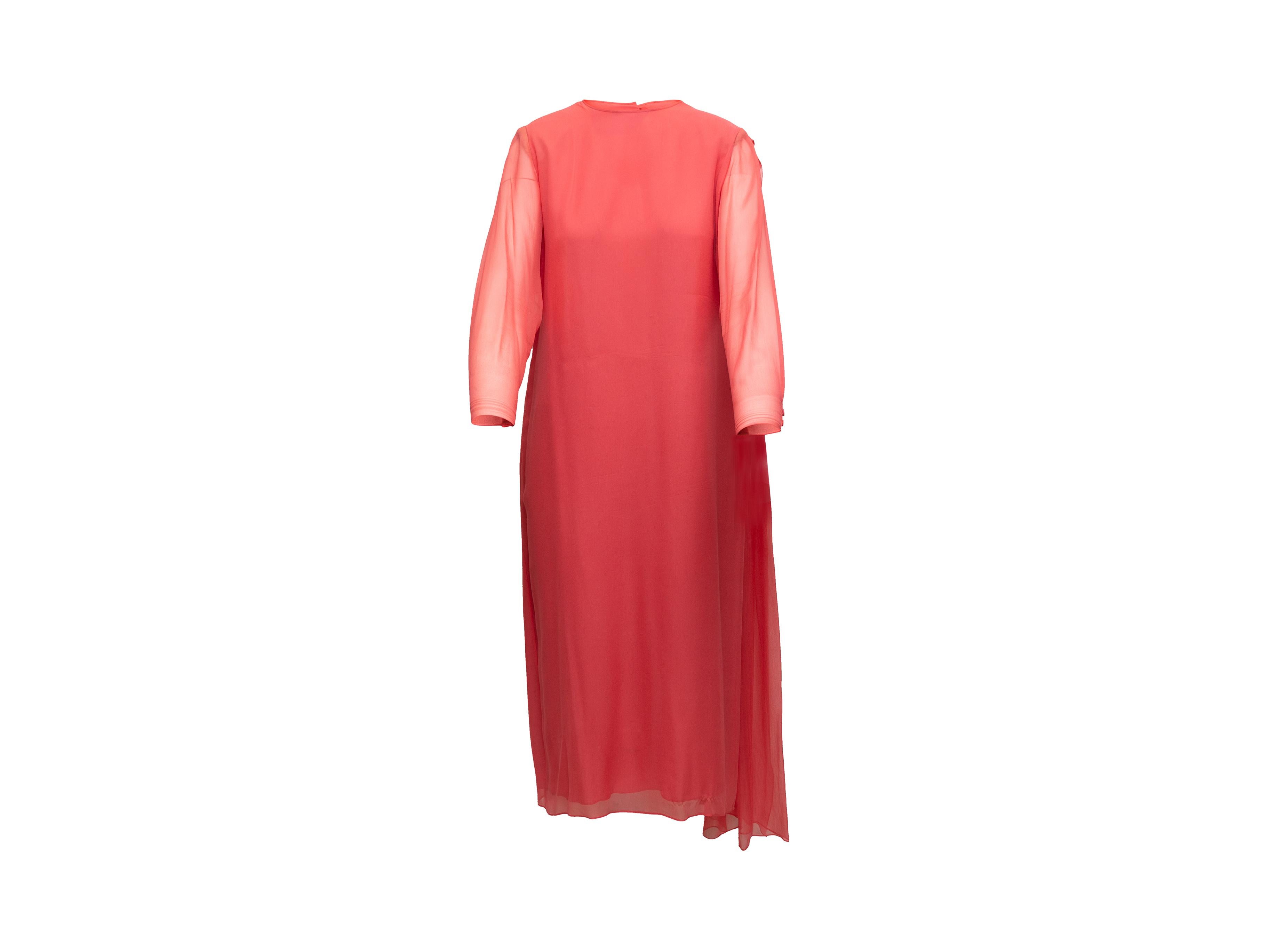 Red  Hanae Mori Coral Silk Dress