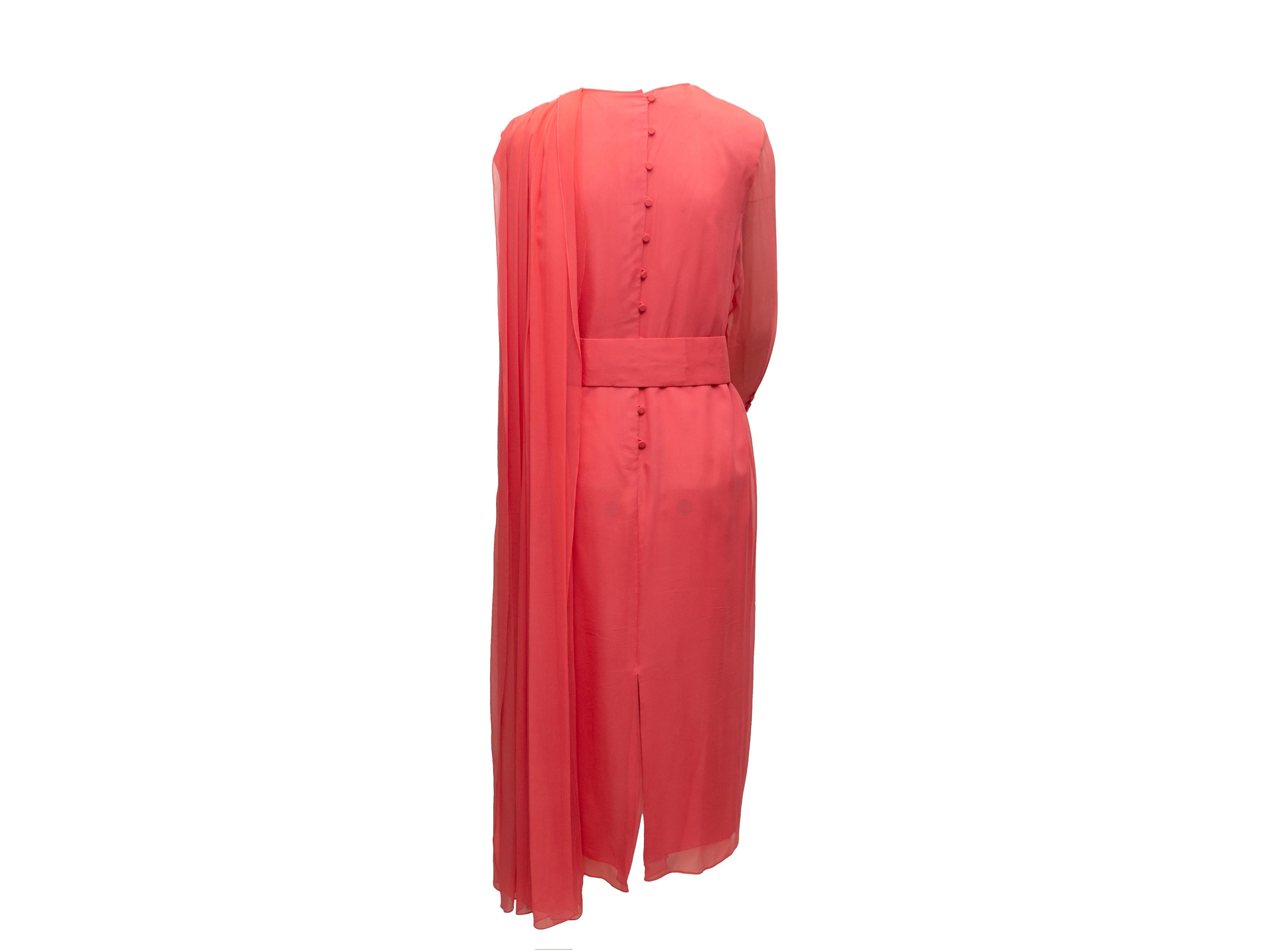  Hanae Mori Coral Silk Dress 1