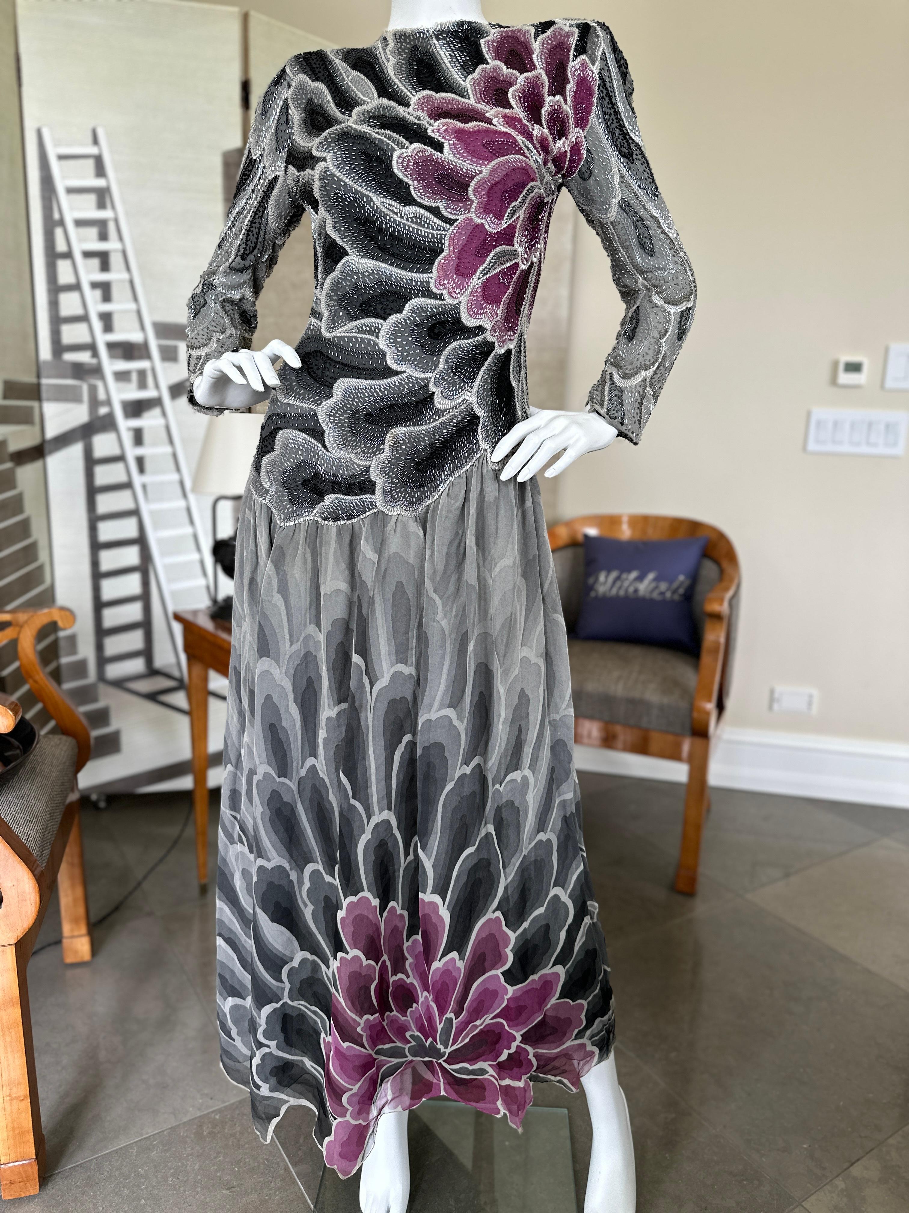 Hanae Mori Couture Beaded Flower Gown For Sale 9