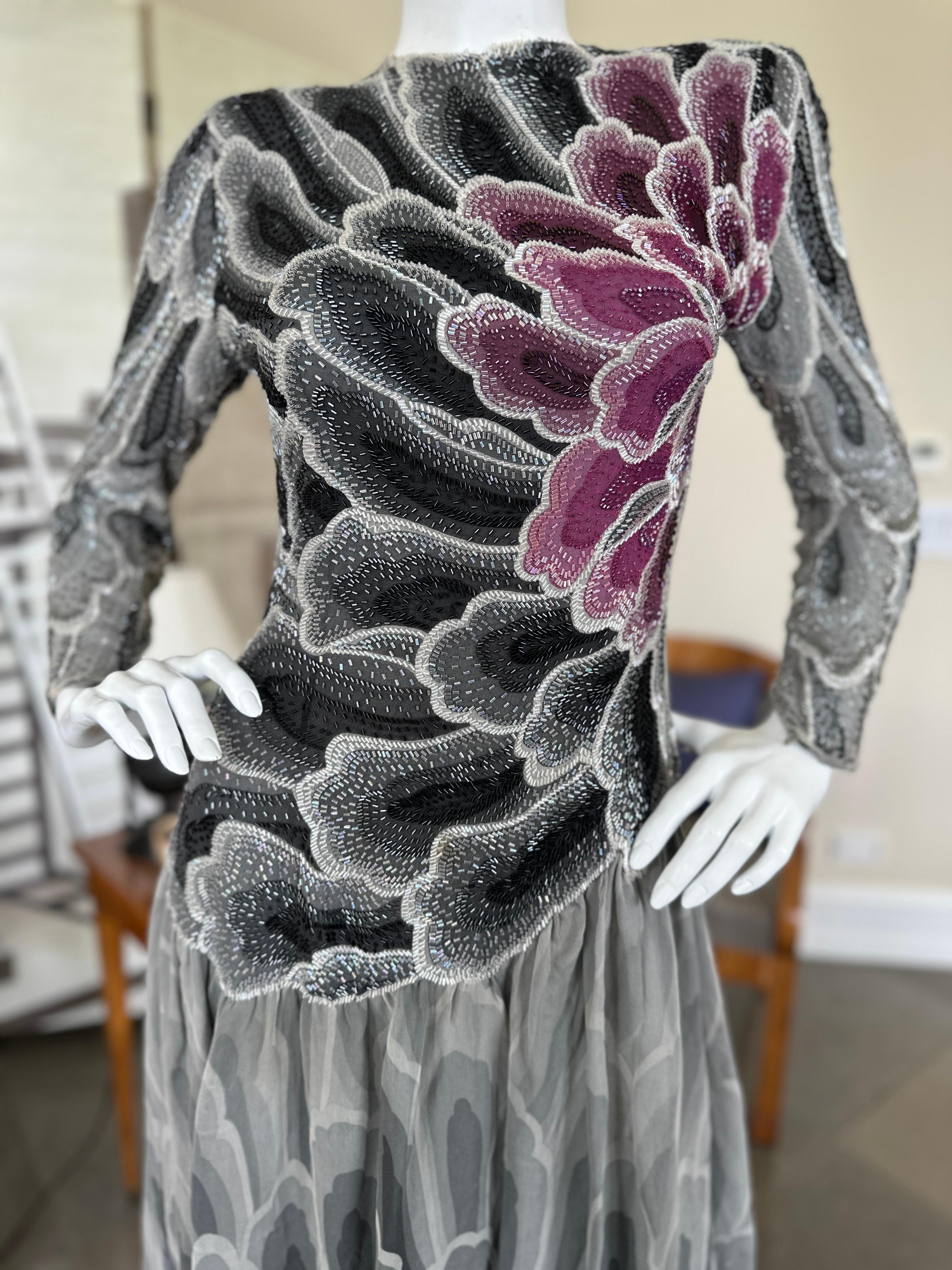 Hanae Mori Couture Beaded Flower Gown For Sale 10