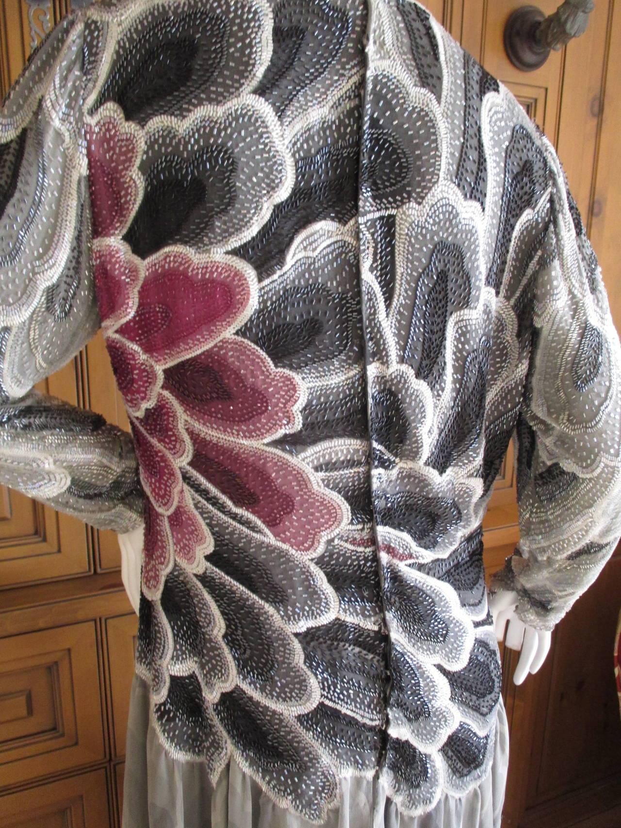 Hanae Mori Couture Beaded Flower Gown For Sale 1
