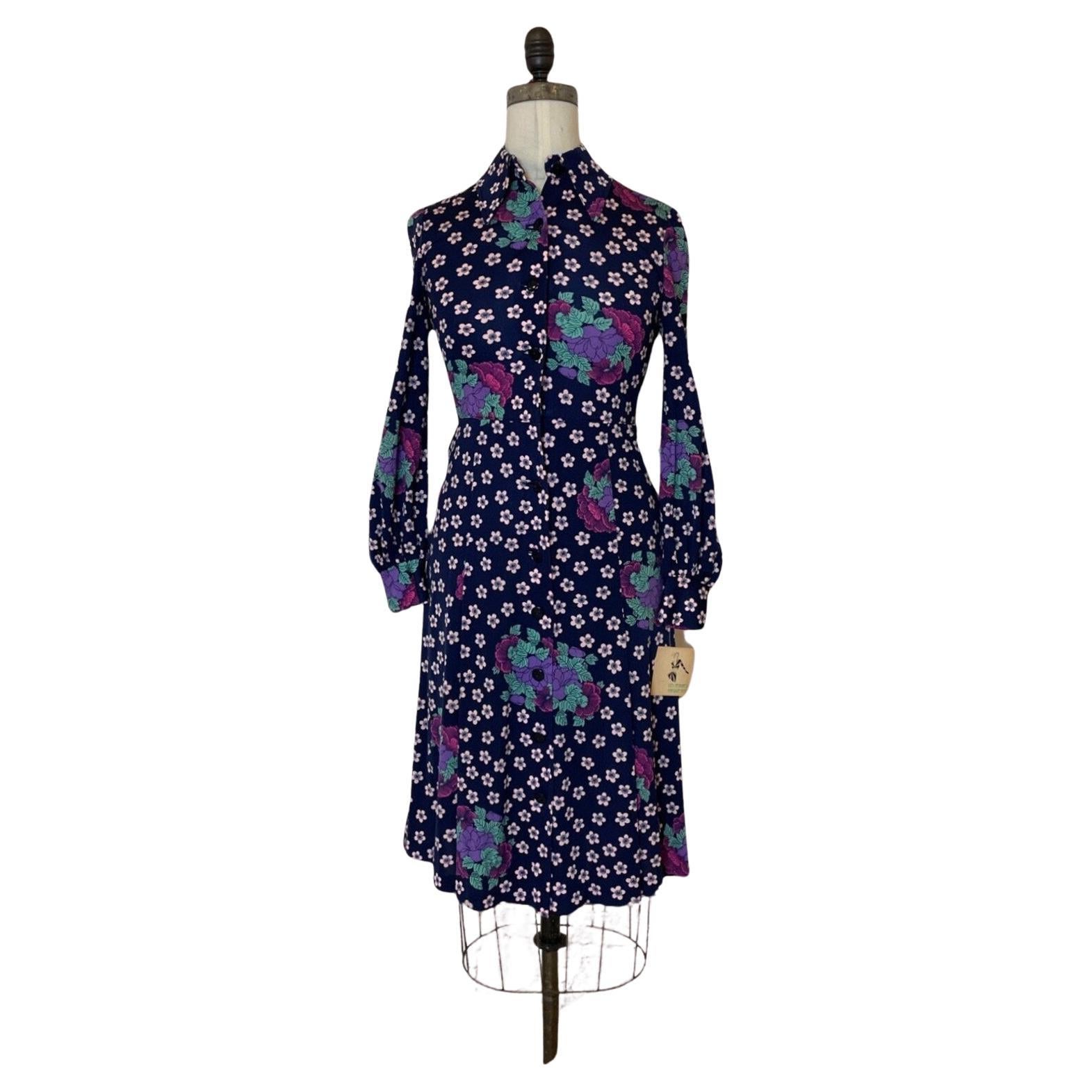 Hanae Mori Floral Dress, Circa 1970s For Sale