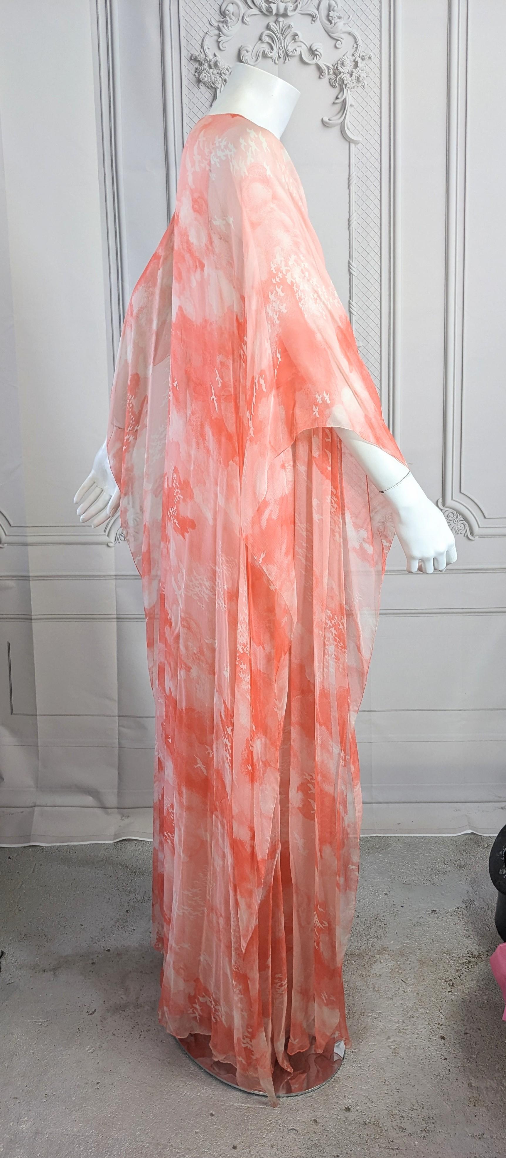  Hanae Mori Haute Couture Chiffon Caftan Gown For Sale 8