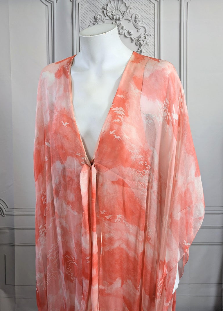 Hanae Mori Robe caftan haute couture en mousseline de soie En