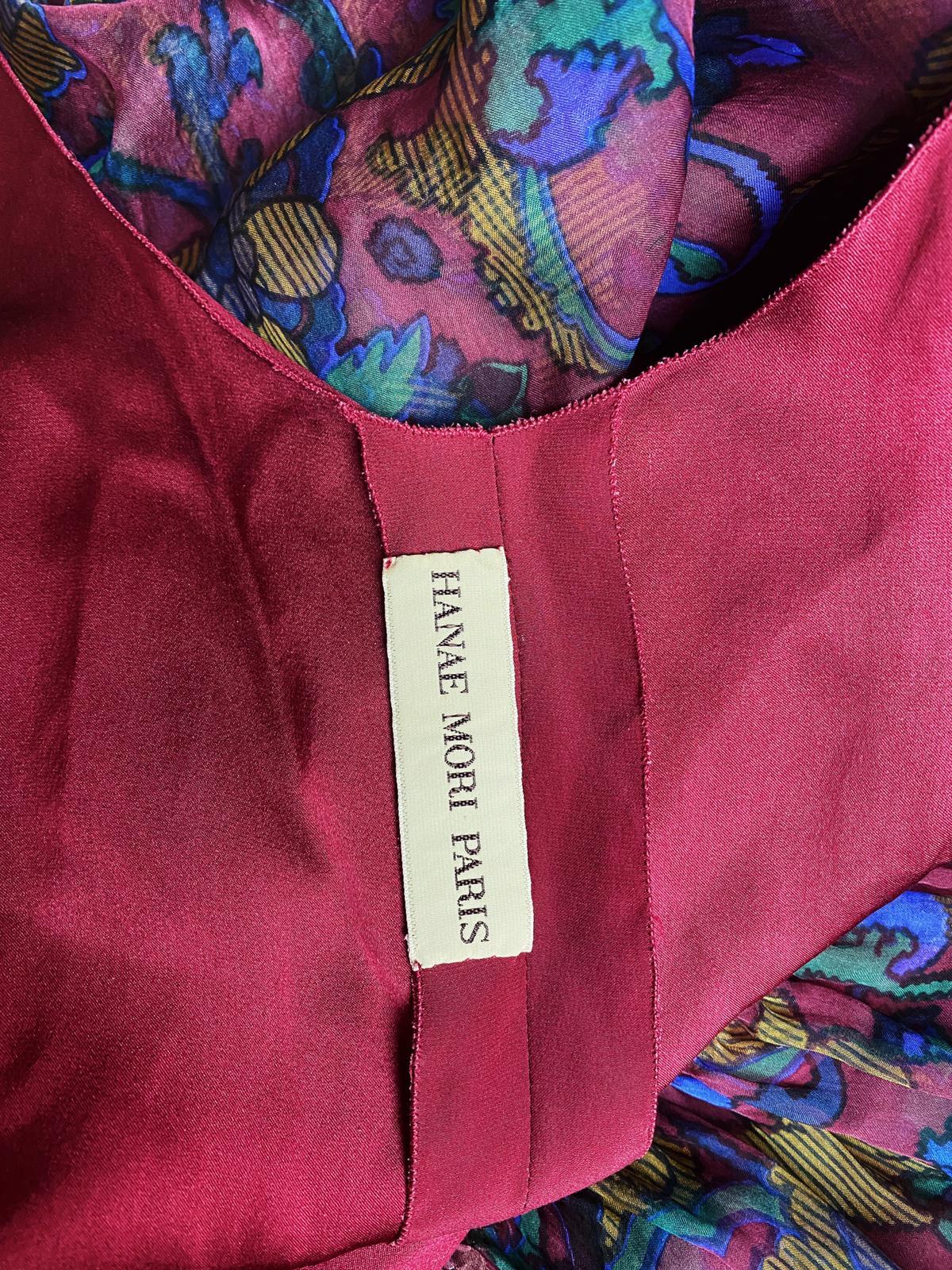 Vestido de gasa de seda estampada de Alta Costura Hanae Mori en venta 5