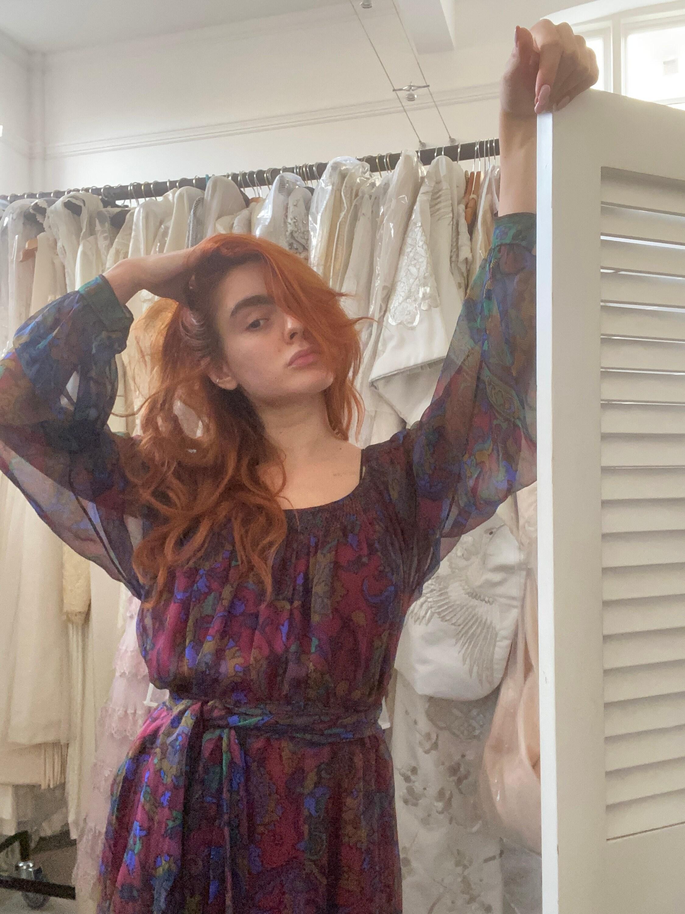 Vestido de gasa de seda estampada de Alta Costura Hanae Mori en venta 6