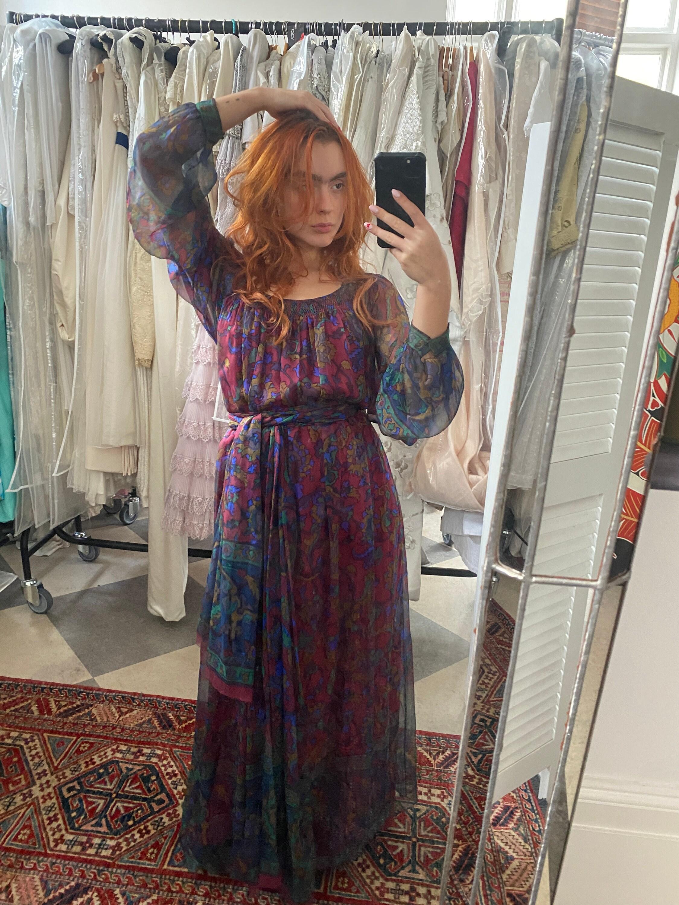 Vestido de gasa de seda estampada de Alta Costura Hanae Mori en venta 8