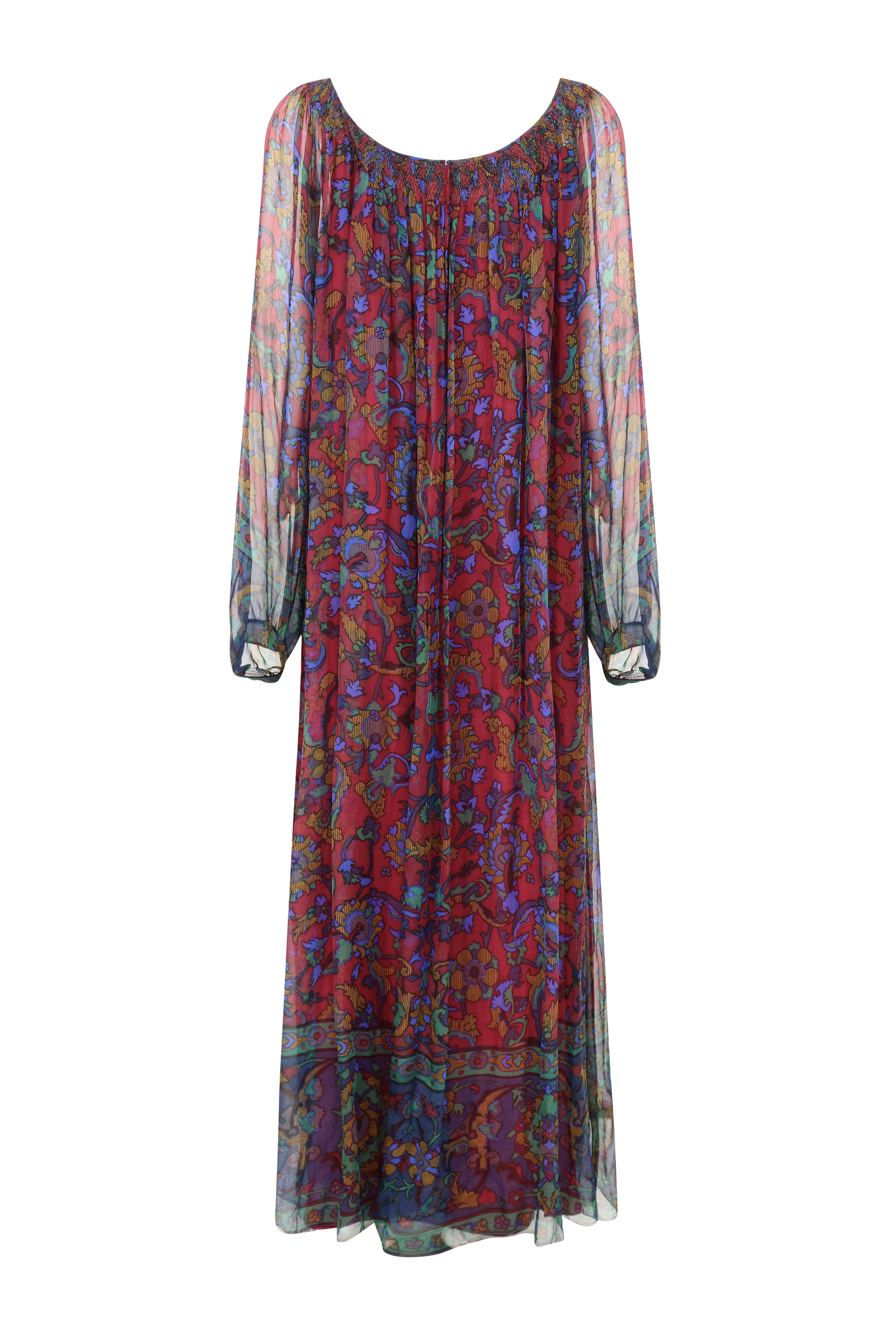 Vestido de gasa de seda estampada de Alta Costura Hanae Mori en venta 1