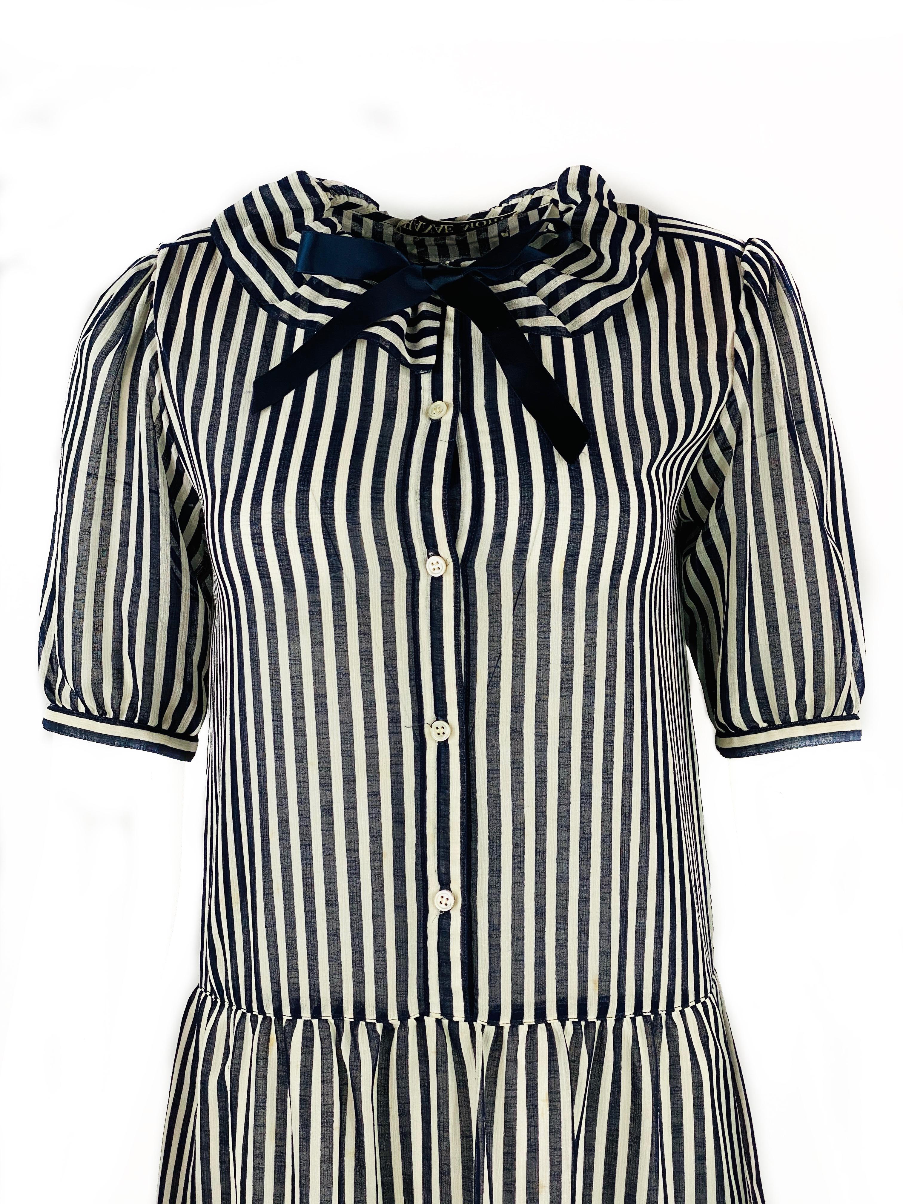 striped short sleeve dress