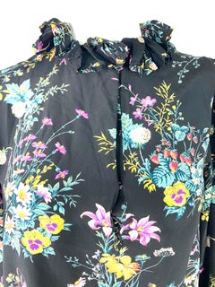 Hanae Mori Paris Black and Multi Colored Silk Mini Dress, Size Small