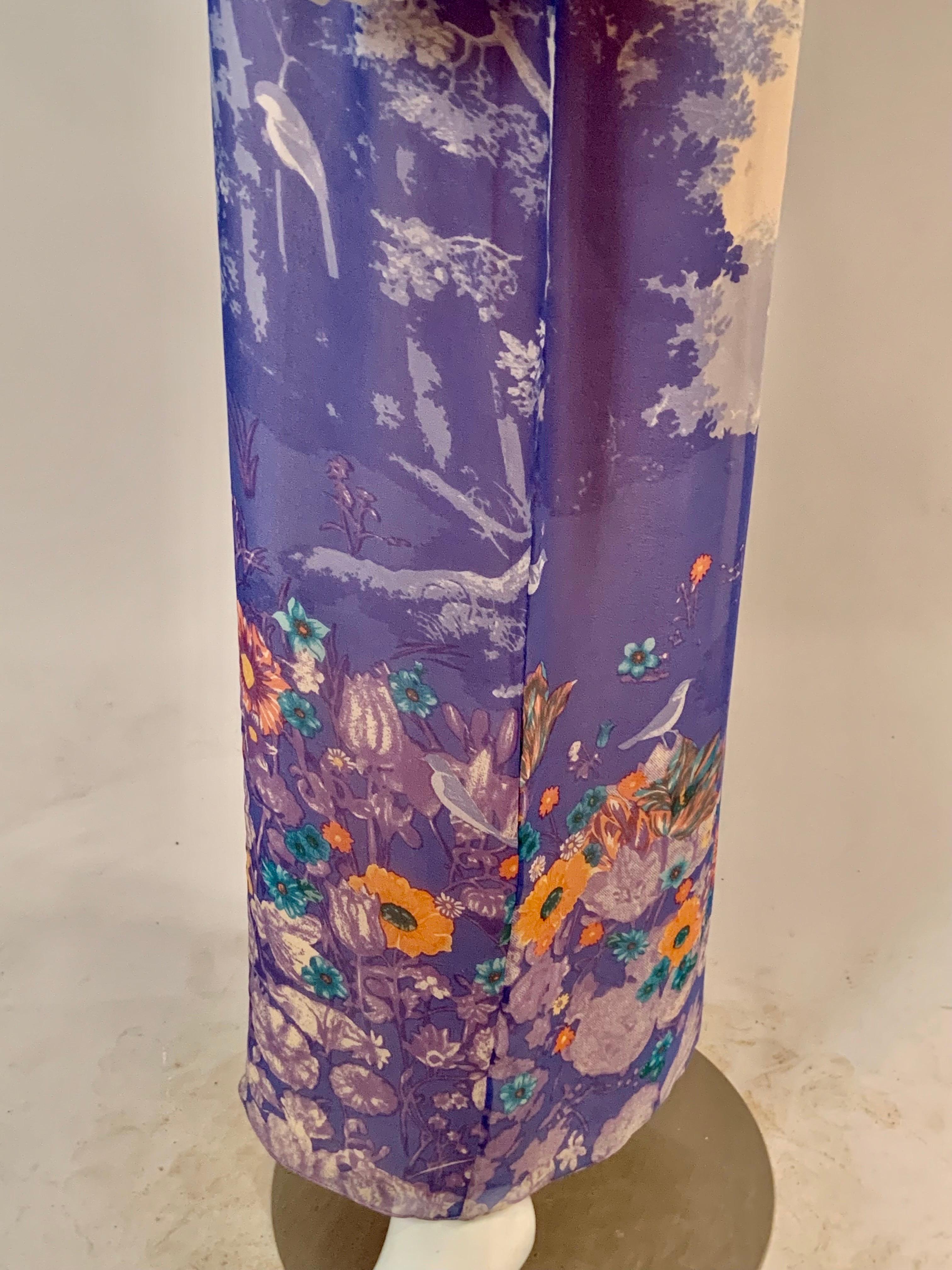 Hanae Mori Printed Silk Chiffon Caftan Dress Larger Size 6
