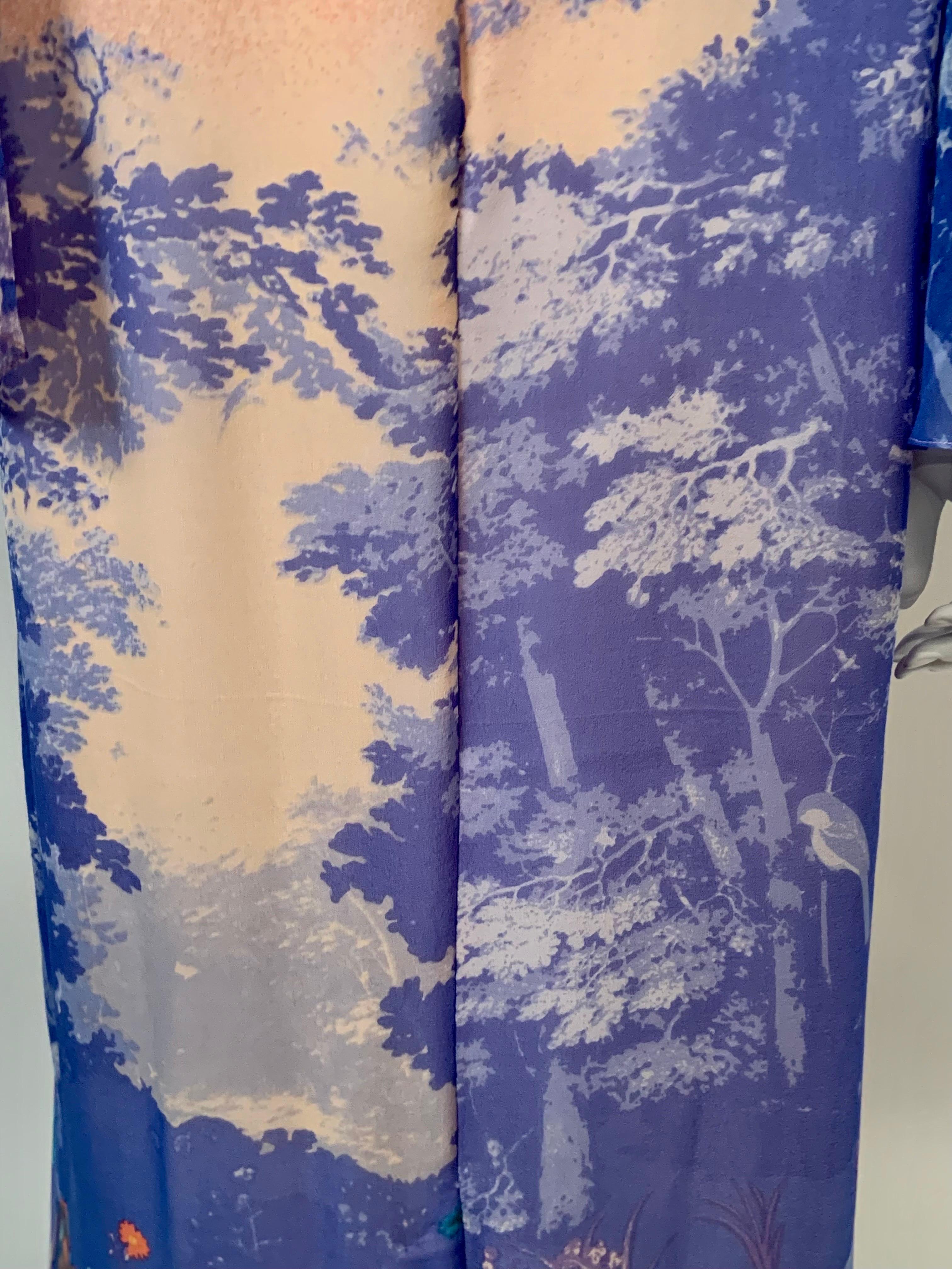 Hanae Mori Printed Silk Chiffon Caftan Dress Larger Size 10