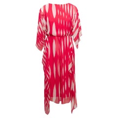 Hanae Mori Red & White Printed Midi Dress