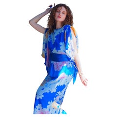 Vestido de seda con mangas de kimono Hanae Mori
