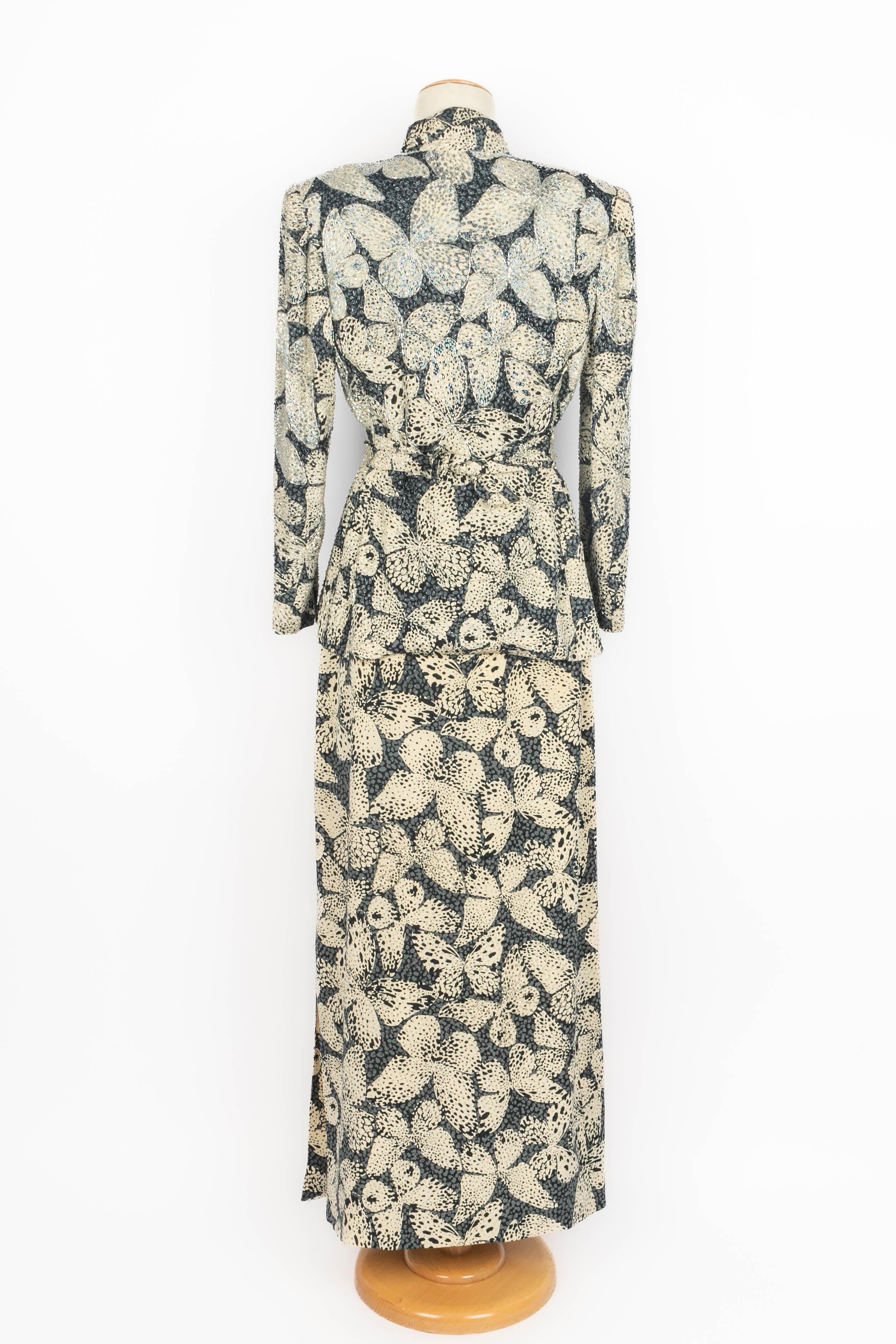 Ensemble en soie Hanae Mori Haute Couture 1985s Pour femmes en vente