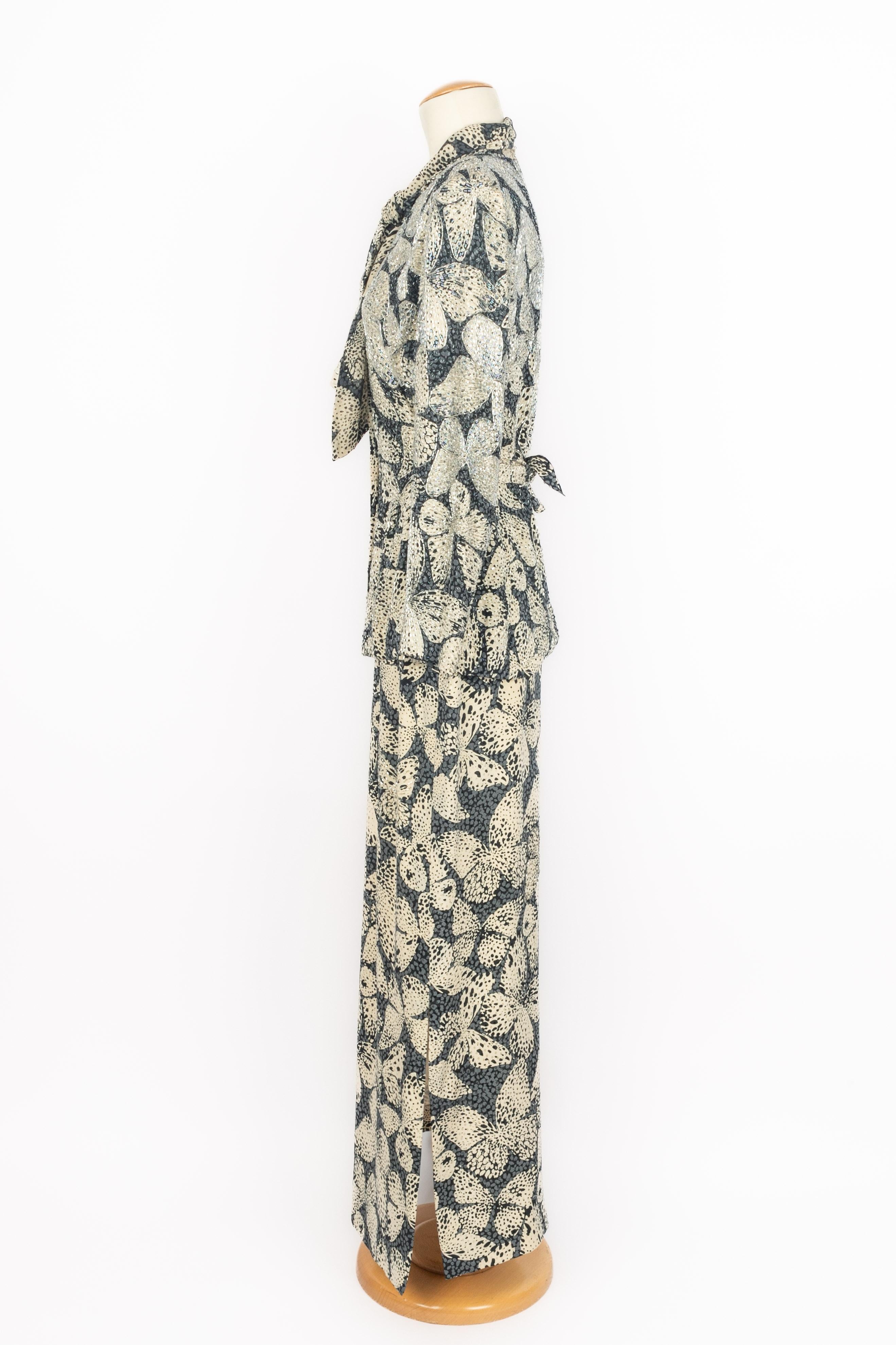 Ensemble en soie Hanae Mori Haute Couture 1985s en vente 1