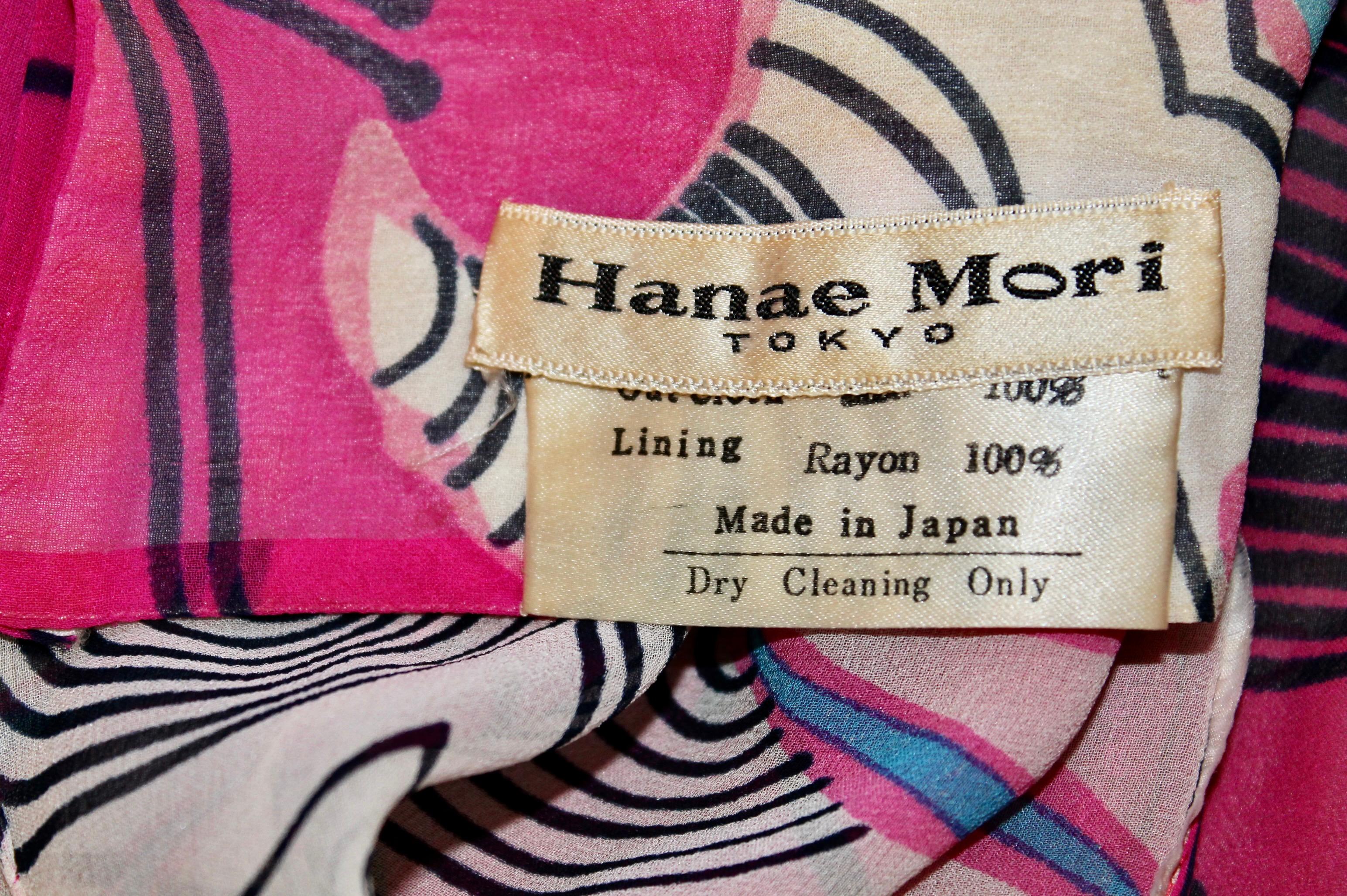 Hanae Mori, Tokyo 1970 Silk Chiffon Dress For Sale 6
