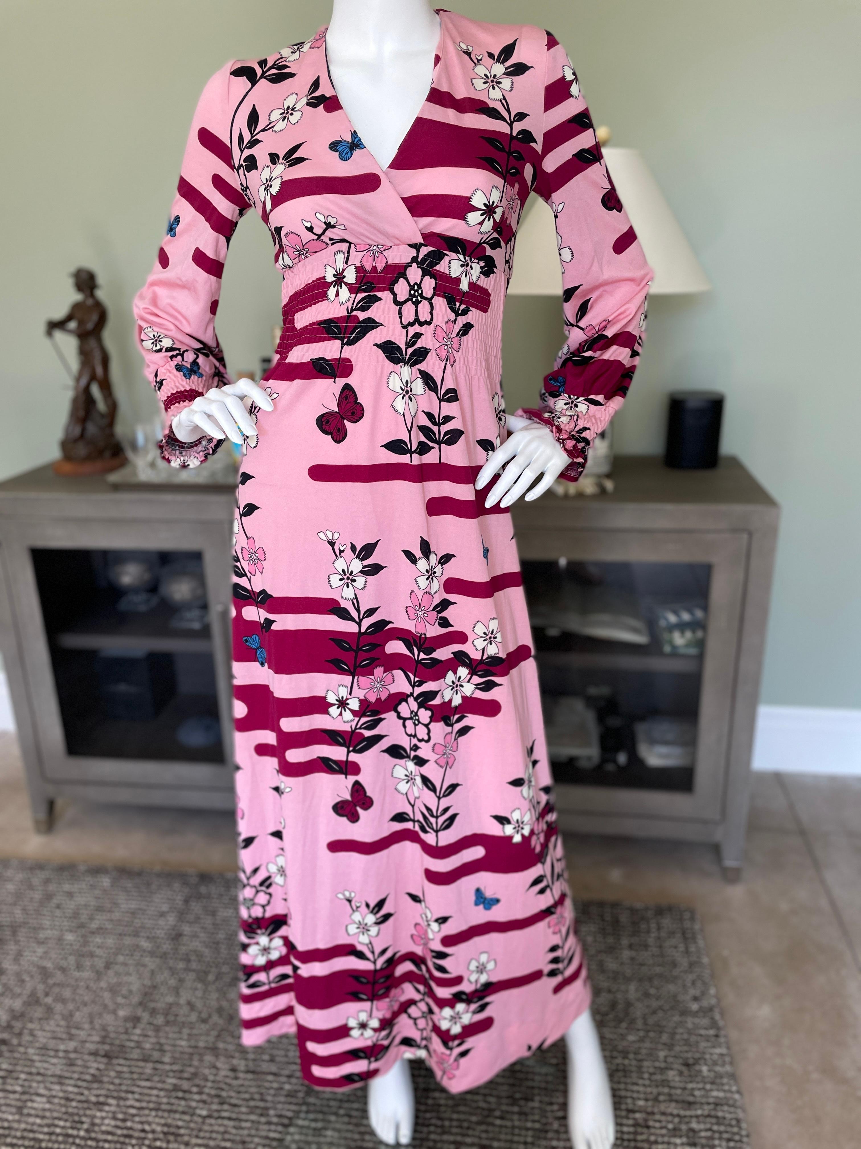 Hanae Mori Vintage Japanese Floral Pattern Pink Dress
Size L
Bust 38