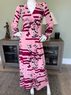 Hanae Mori Vintage Pink Japanese Floral Pattern Pink Dress