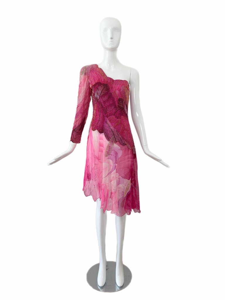 vintage hand-beaded cocktail dress Vintage 80s Silk Heavily Hand Beaded Celestial Cocktail Dress by Nadine Boutique