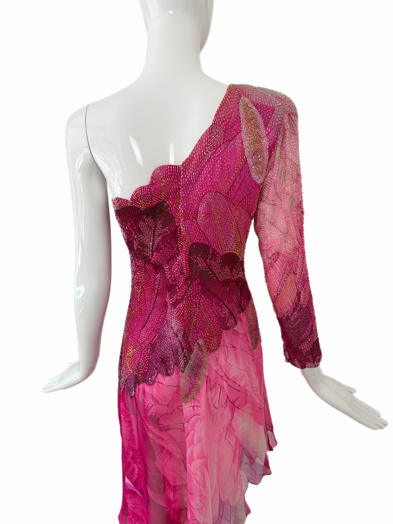 vintage hand-beaded cocktail dress Vintage 80s Silk Heavily Hand Beaded Celestial Cocktail Dress by Nadine Boutique