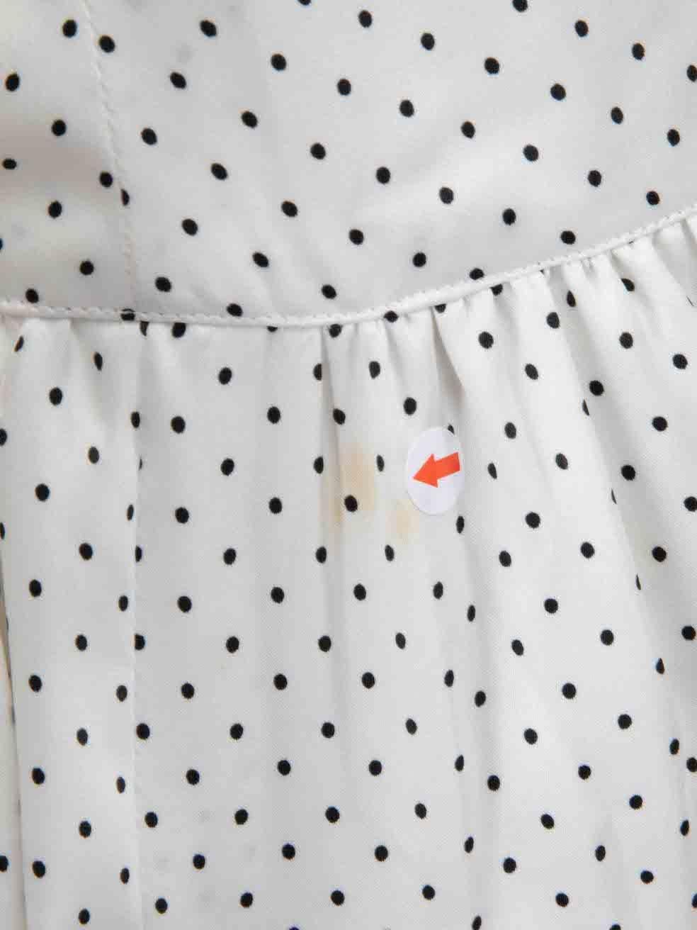 Hanae Mori White Polka Dot Long Sleeve Dress Size M For Sale 3