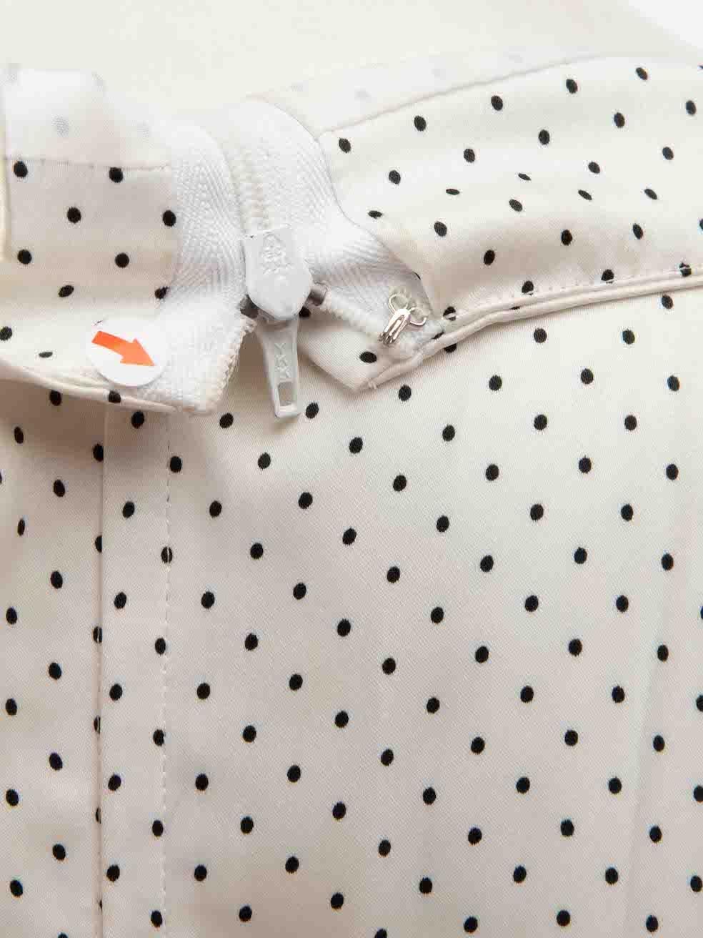 Hanae Mori White Polka Dot Long Sleeve Dress Size M For Sale 4
